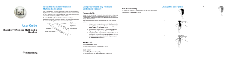 Blackberry PREMIM MULTIMEDIA HEADSET ERSTE SCHRITTE User Manual