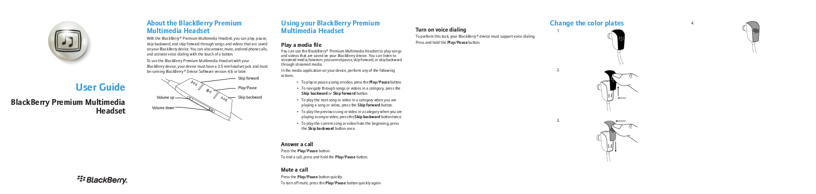 Blackberry PREMIM MULTIMEDIA HEADSET ERSTE SCHRITTE Manual