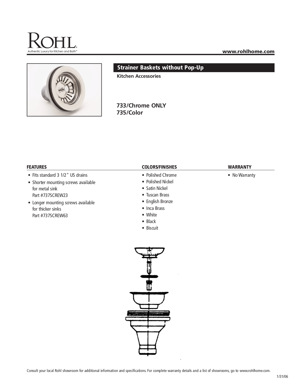 Rohl 733, 735 Specifications