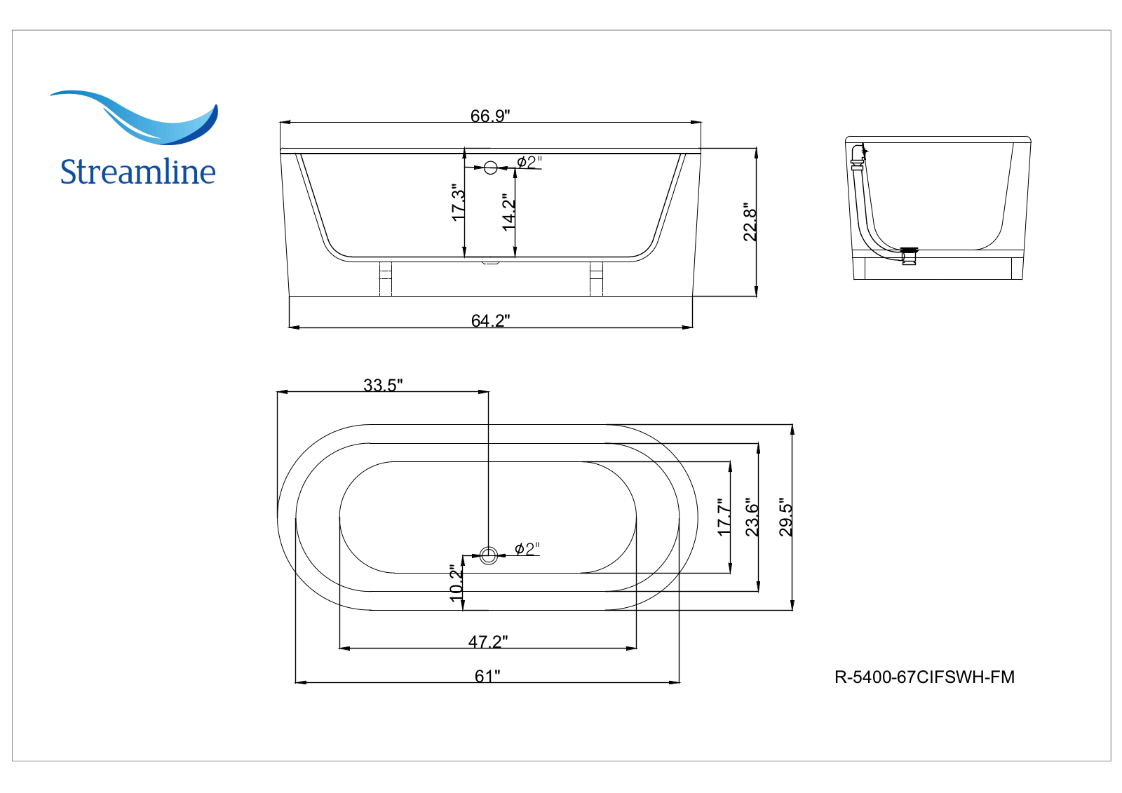 Streamline Bath SLBH1421 Dimensions - ManualMachine.com