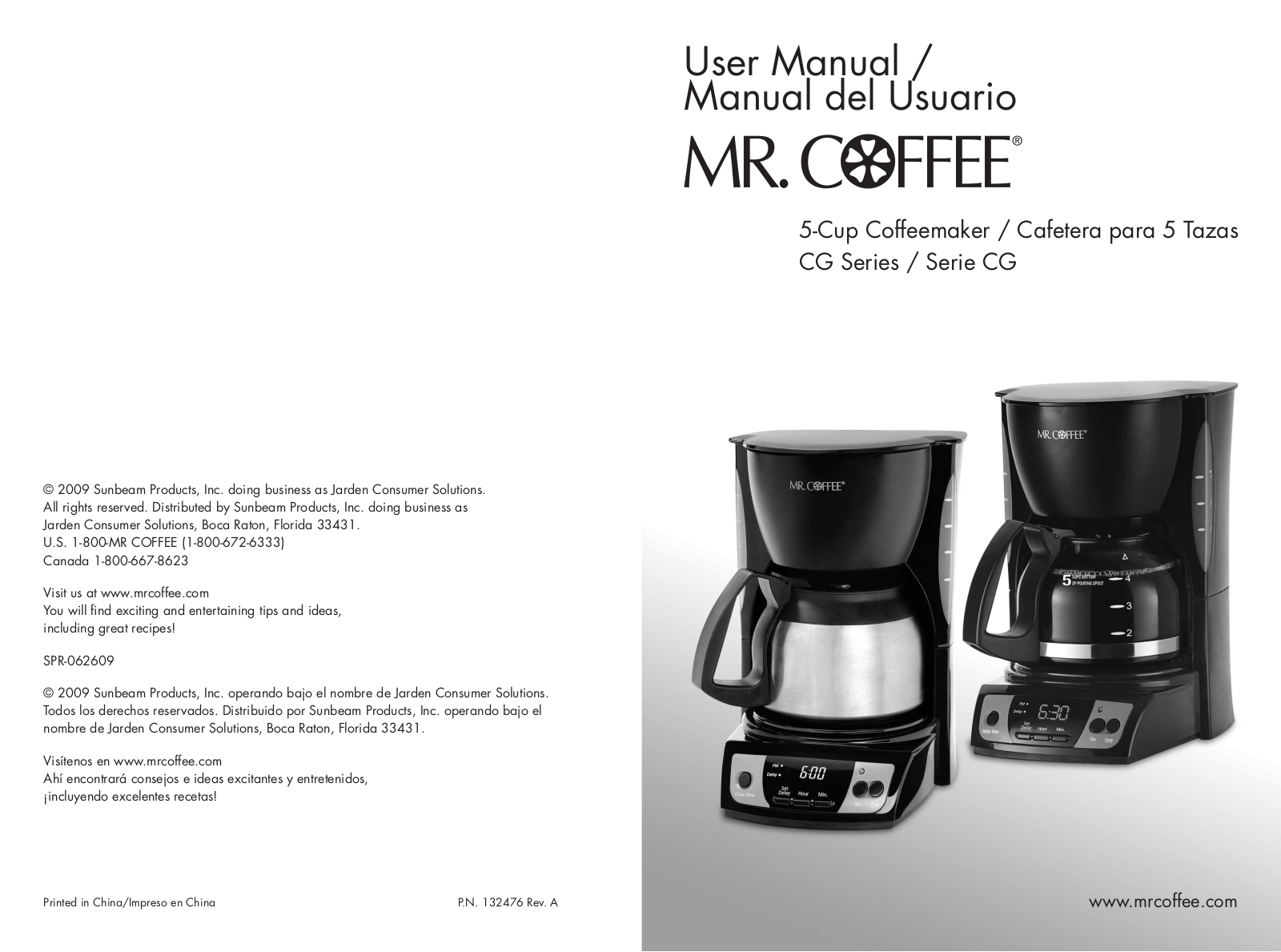 Mr. Coffee CGX7, CGX9 User Manual