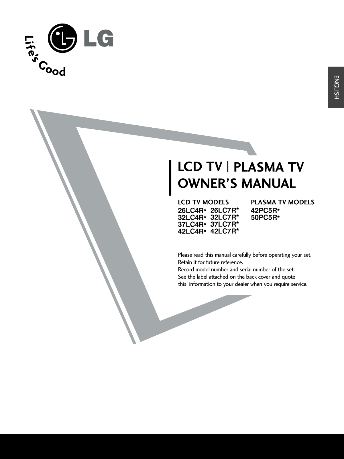 LG 50PC5R User Manual