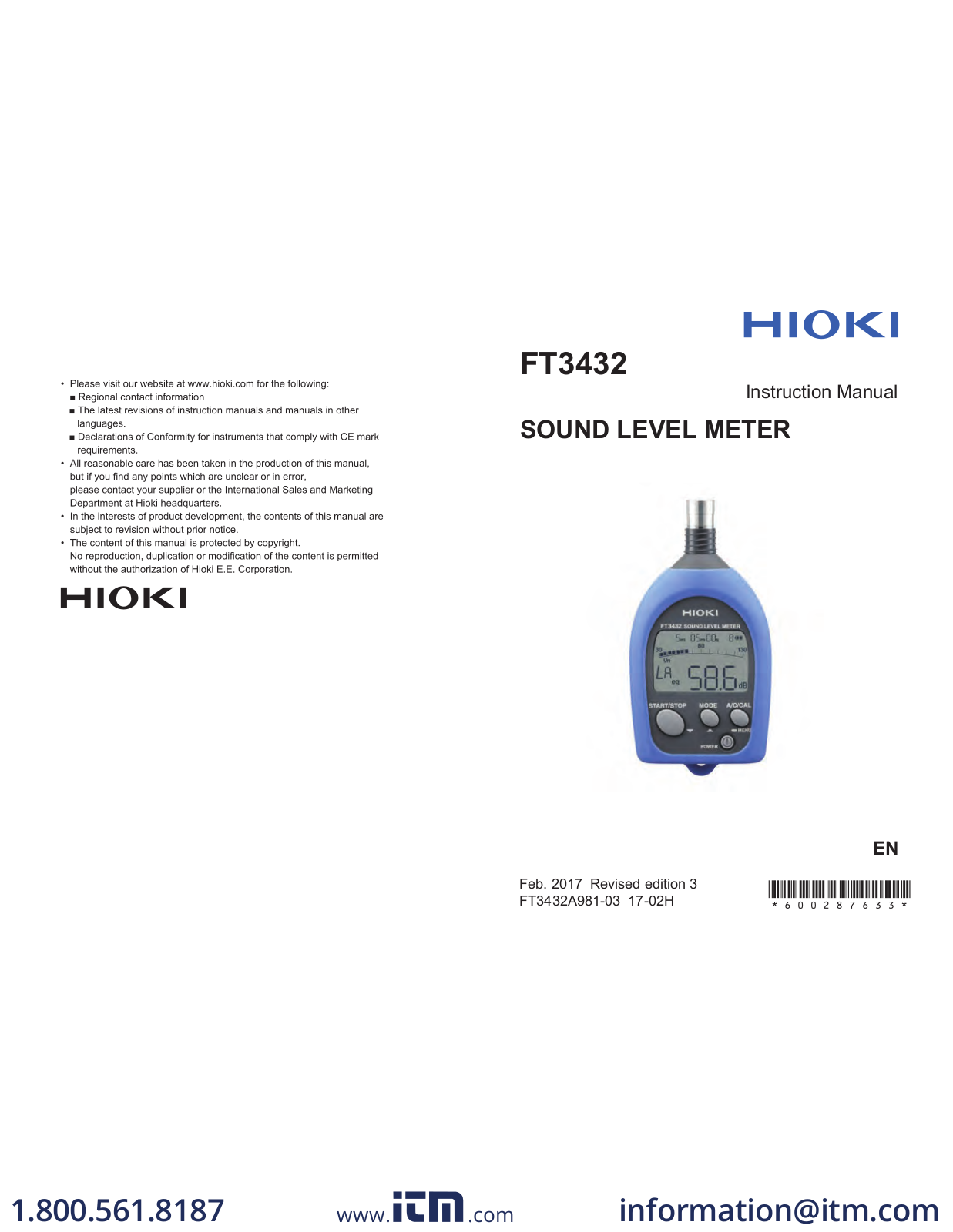 Hioki FT3432 Instruction Manual