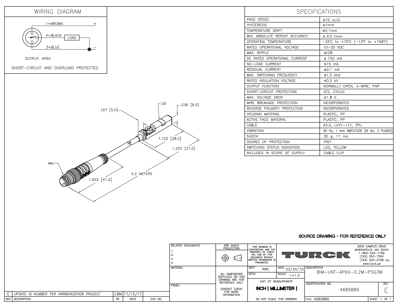 Turck BIM-UNT-AP6X-0.2-PSG3M Data Sheet