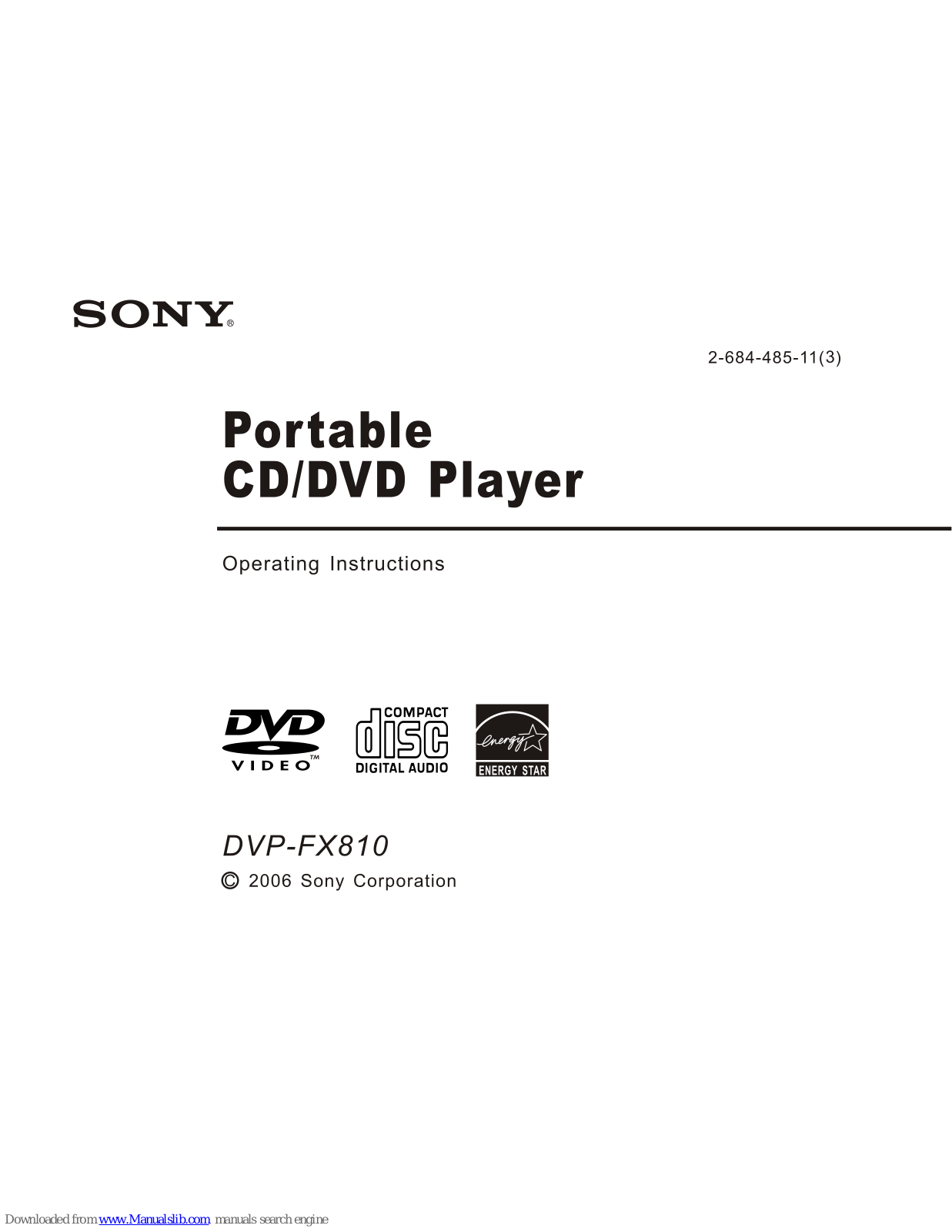 Sony DVP-FX810/L, DVP-FX810/P, DVP-FX810/R Operating Instructions Manual