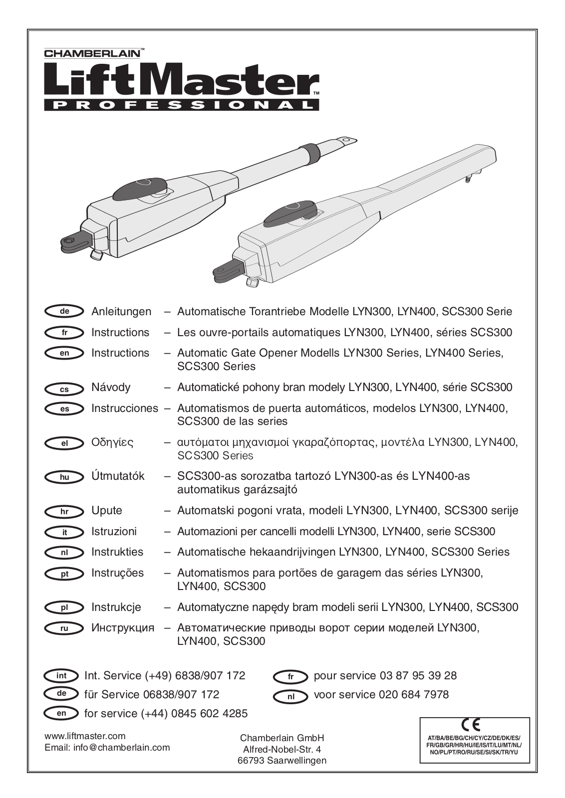 Chamberlain LYN300, LYN400, SCS300K User Manual
