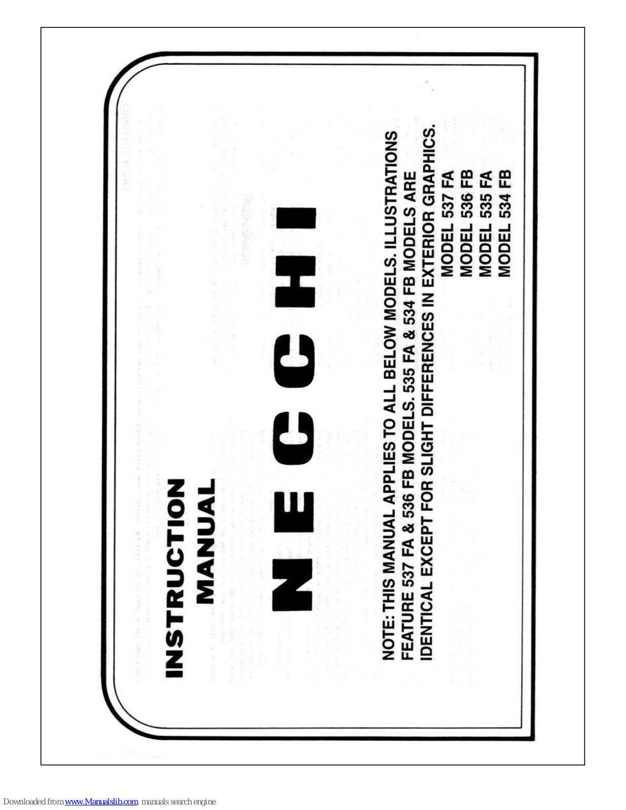 Necchi 534 FB, 536 FB, 537FA, 535 FA Instruction Manual