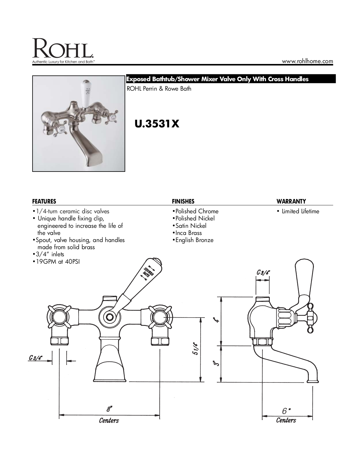 Rohl U3531XPN User Manual