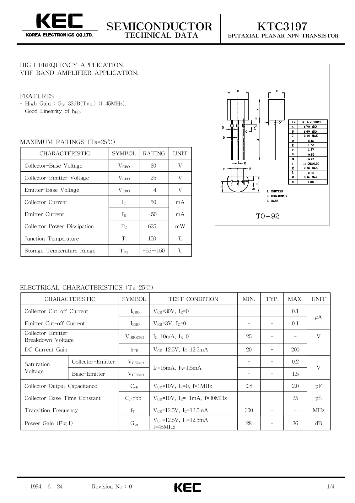 KEC KTC3197 Datasheet