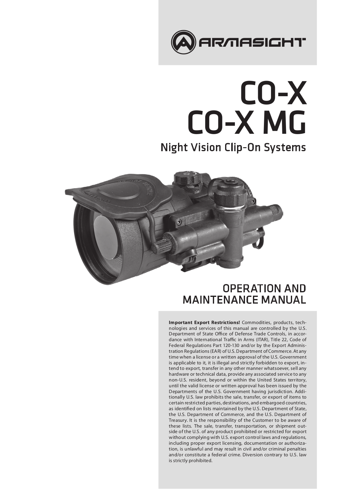 Armasight CO-X GEN 3 User Manual