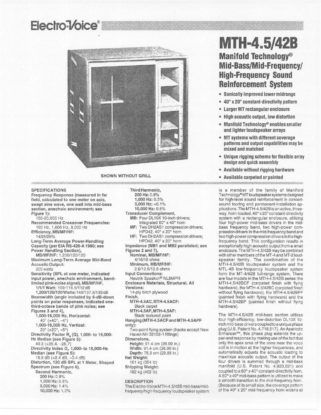 Electro-Voice MTH-4.5-42B User Manual