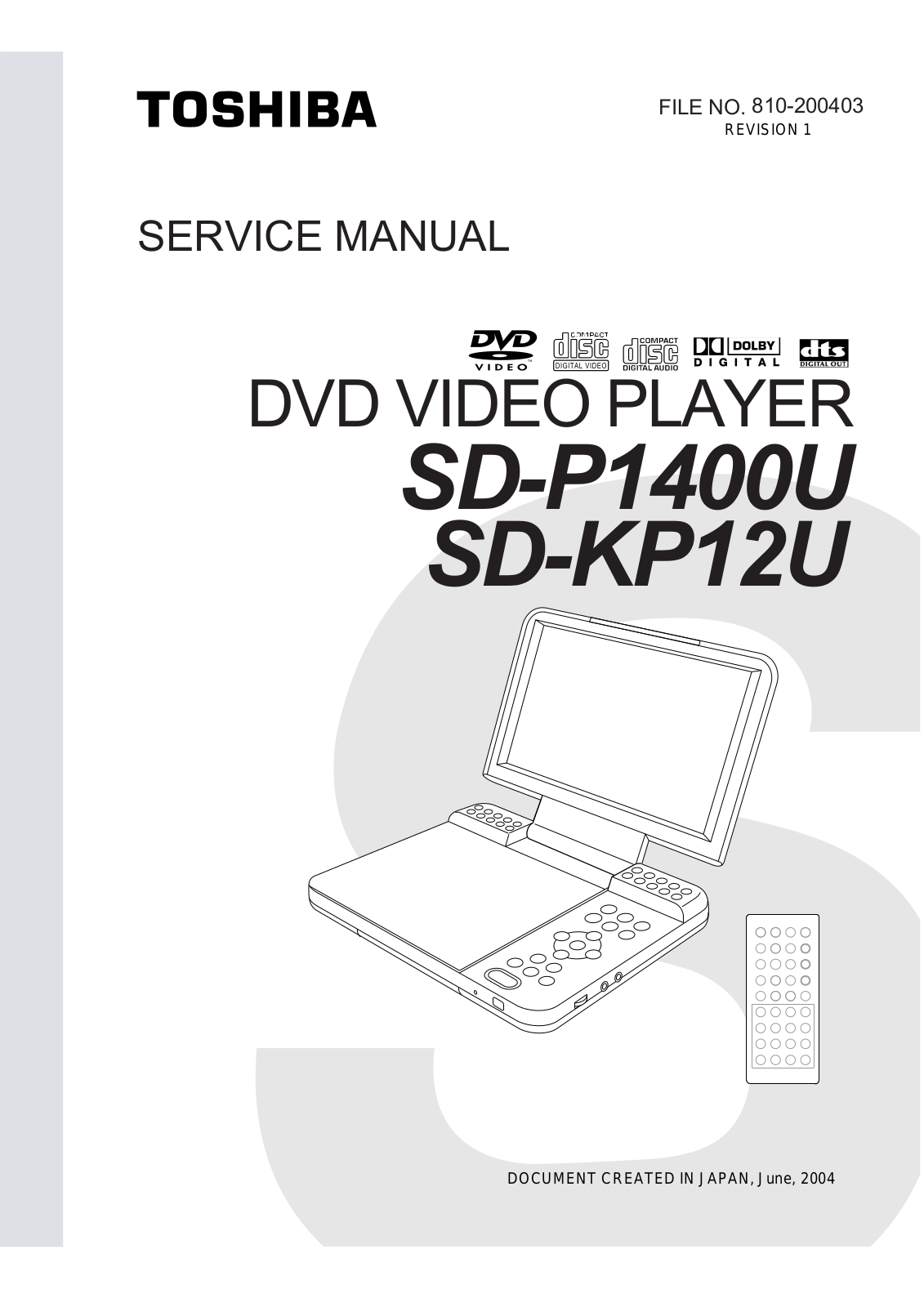 Toshiba SD-P1400U, SD-KP12U Service Manual