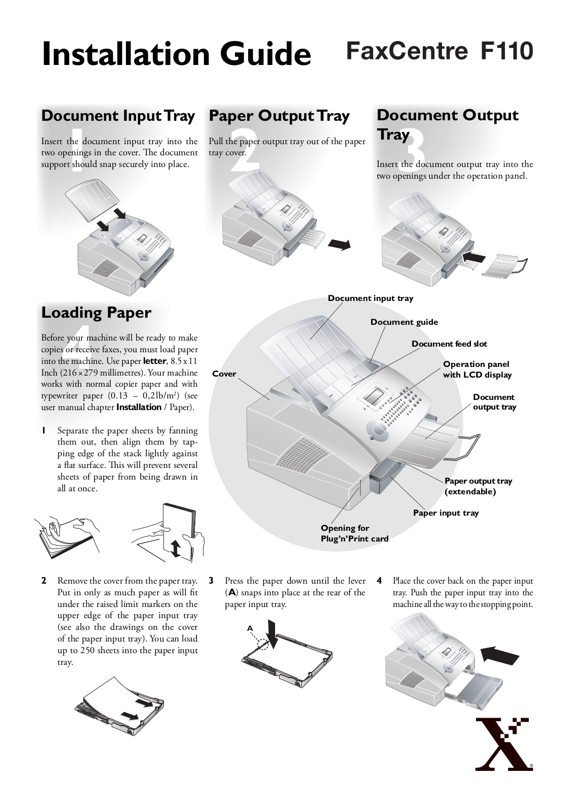 Xerox FaxCentre F110 Installation Guide