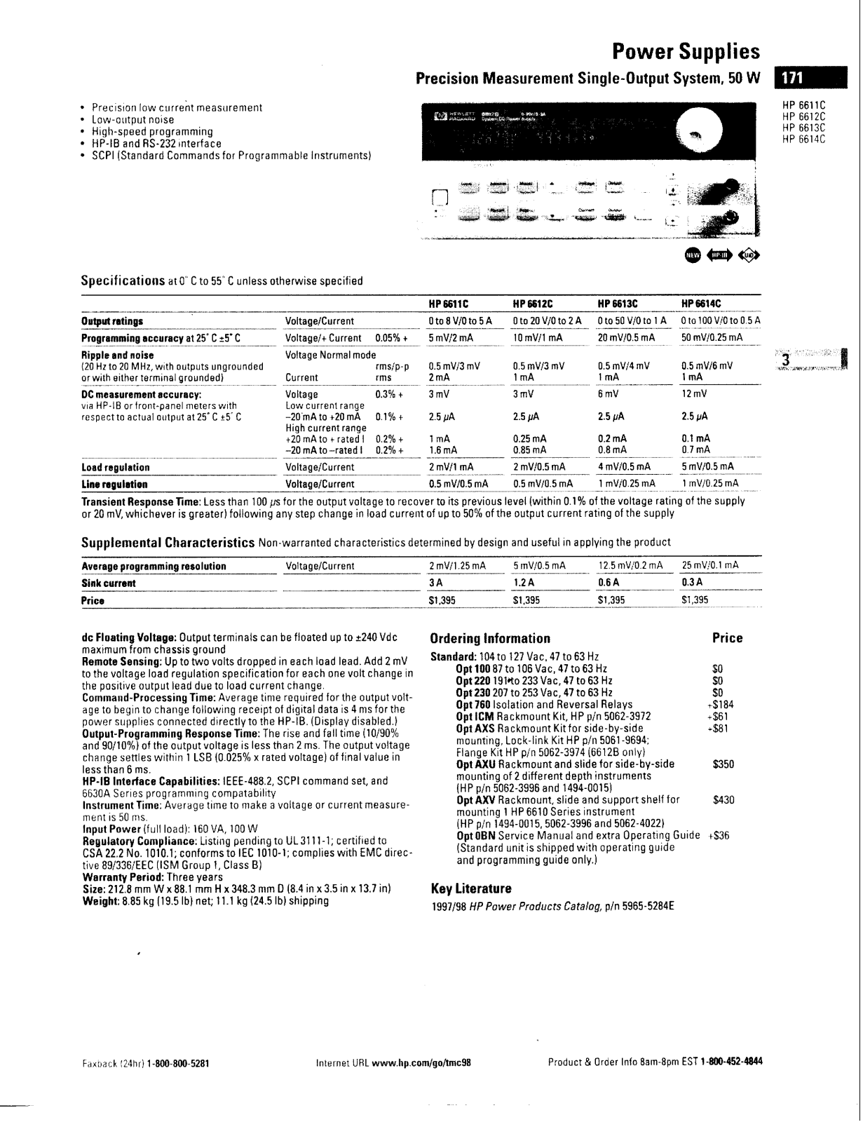 Agilent 6611C Specifications Sheet