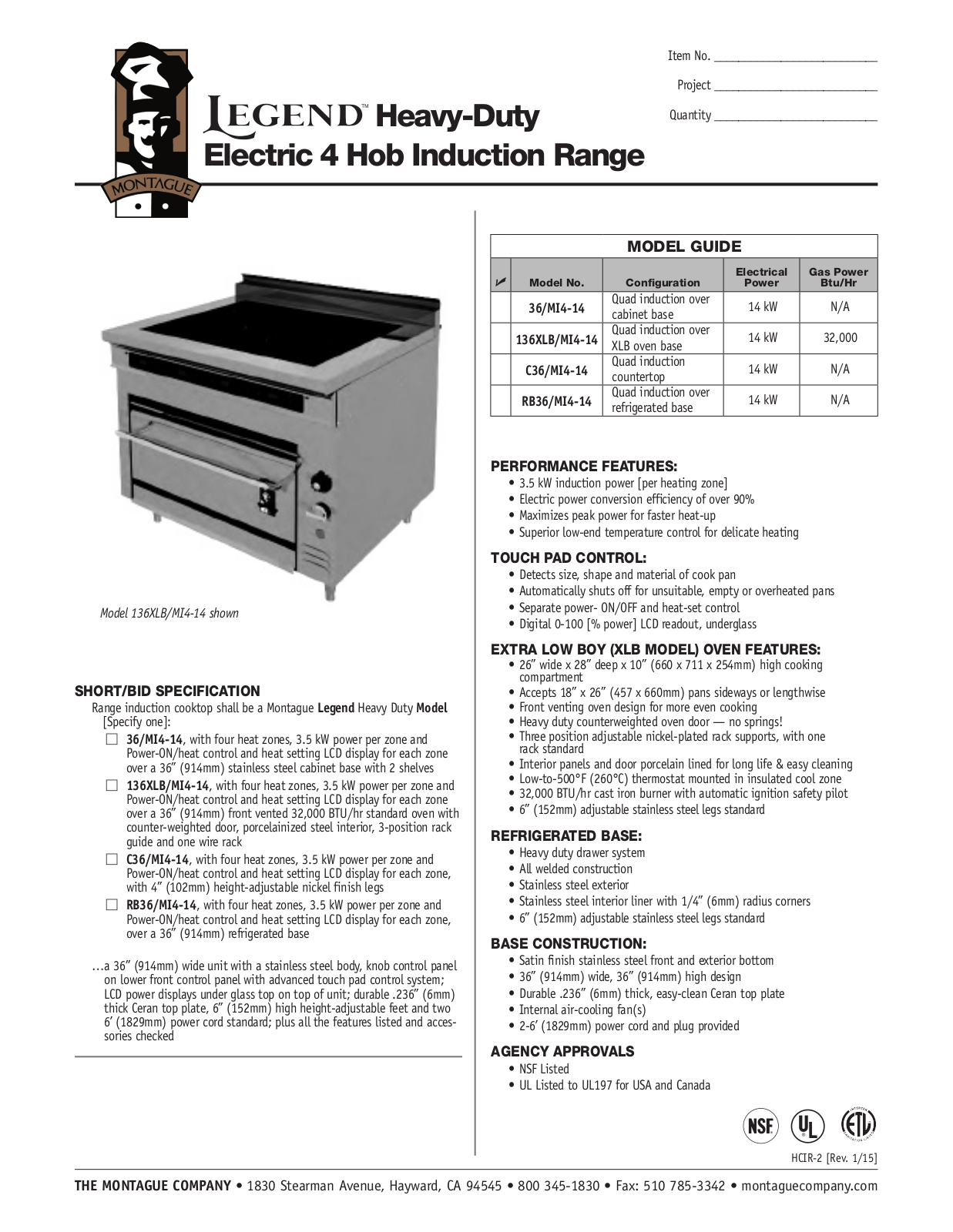 Montague 136XLB-14 User Manual