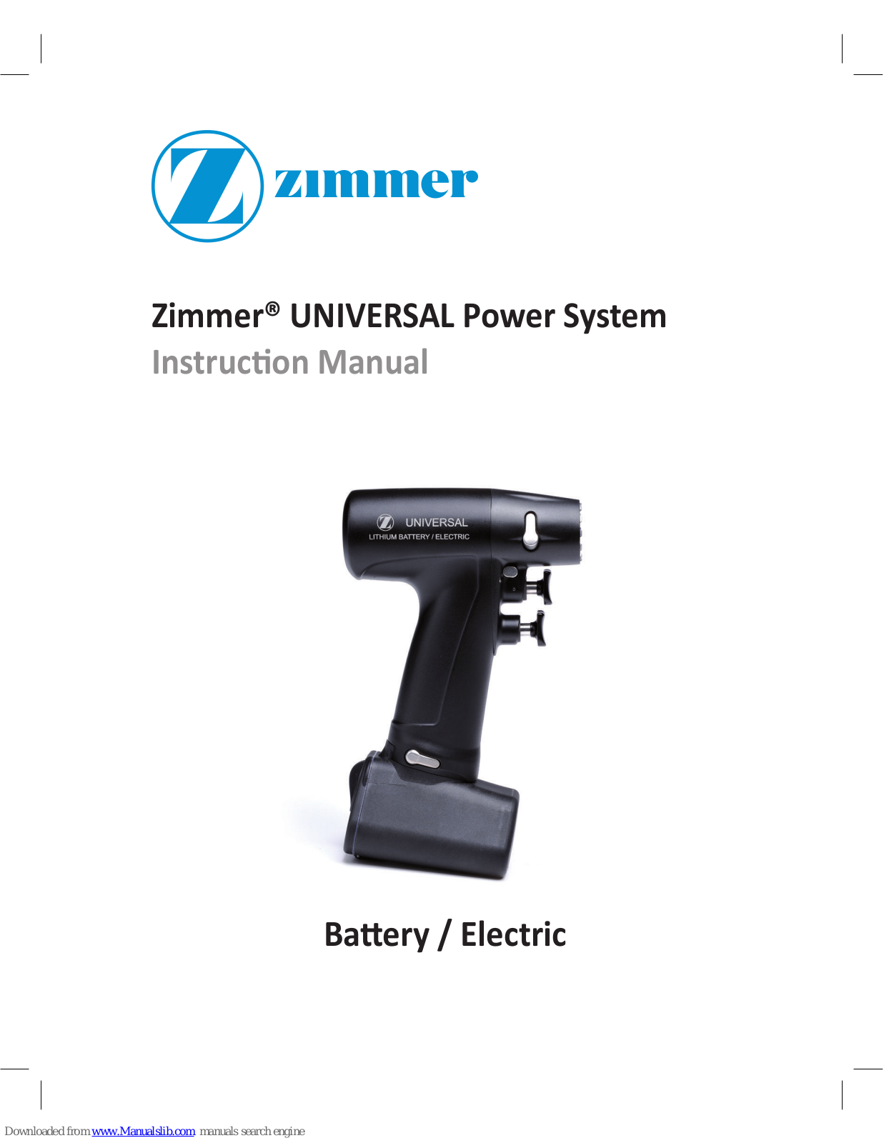 Zimmer UNIVERSAL Power System Instruction Manual