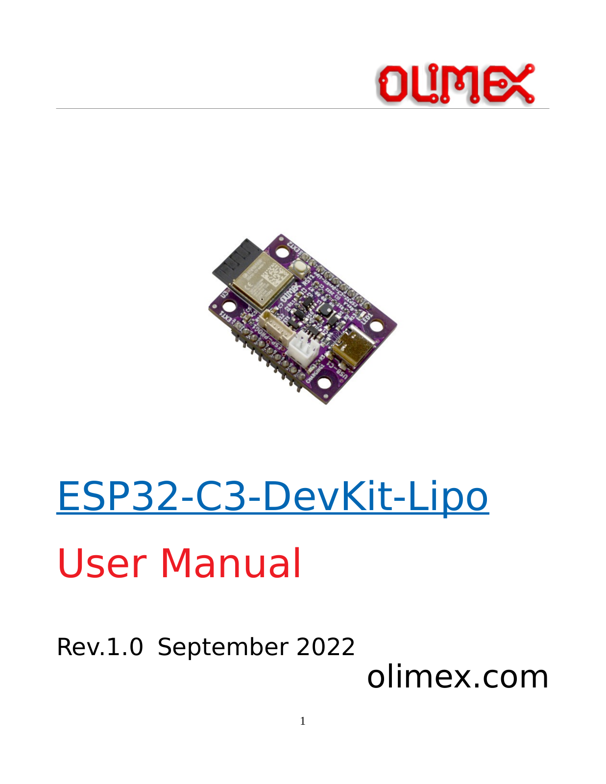 Olimex ESP32-C3-DevKit-Lipo User guide - ManualMachine.com