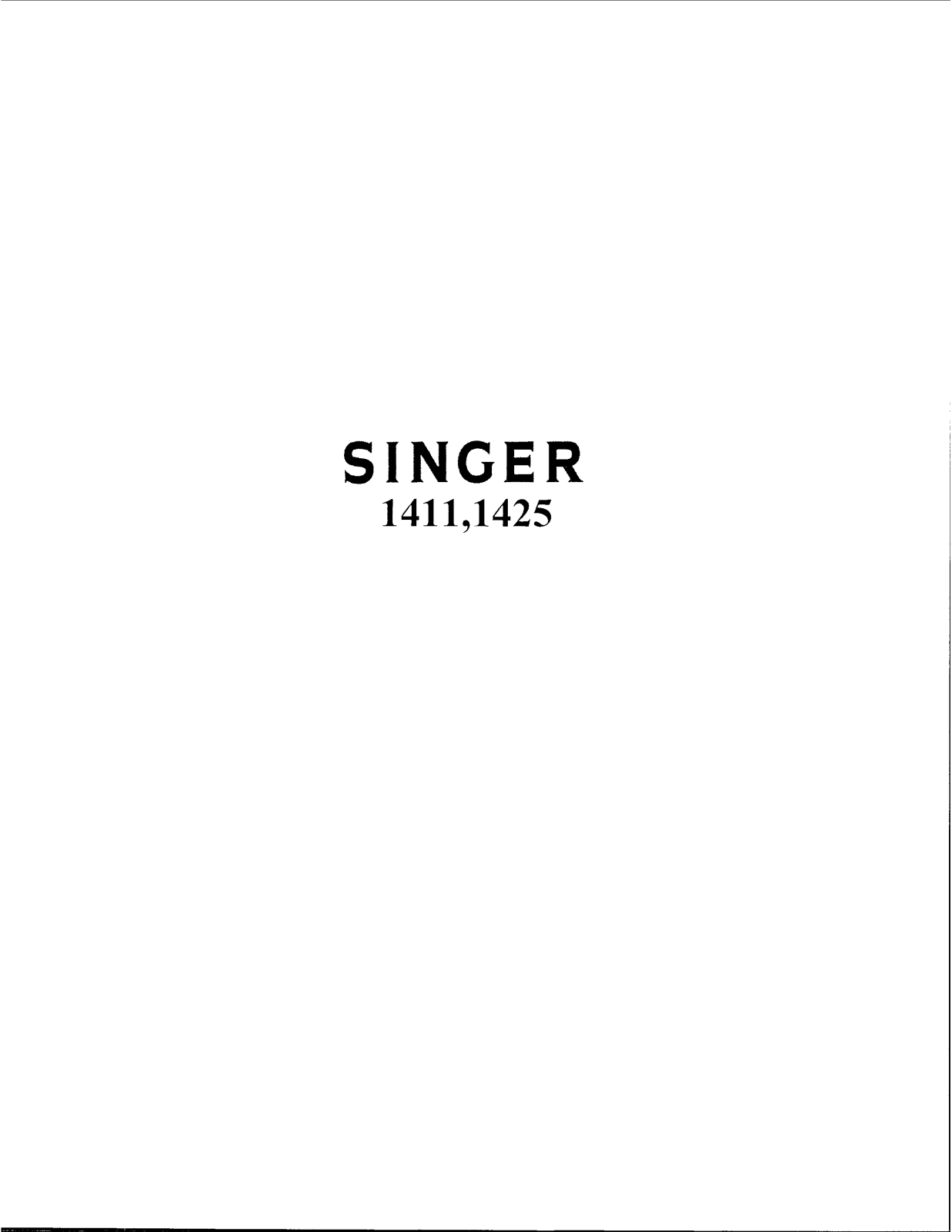 Singer 1425, 1411 User Manual