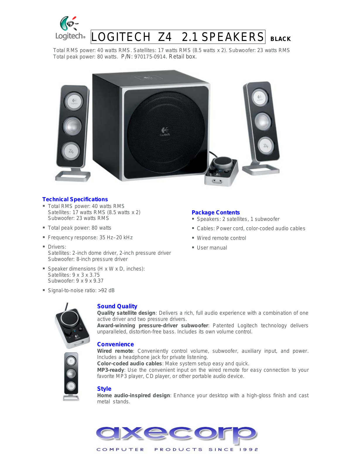 LOGITECH Z4 User Manual