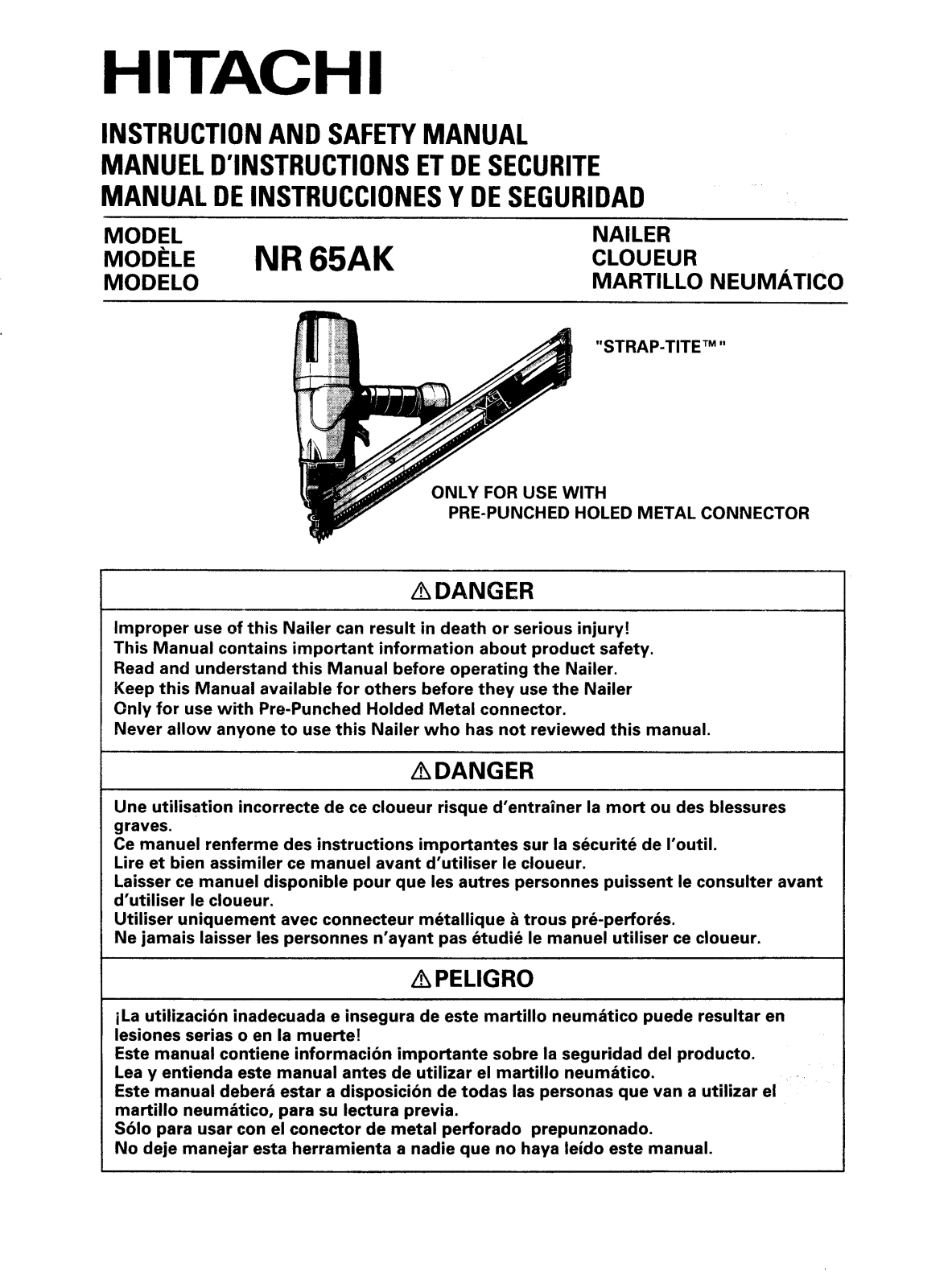 HITACHI NR 65AK User guide