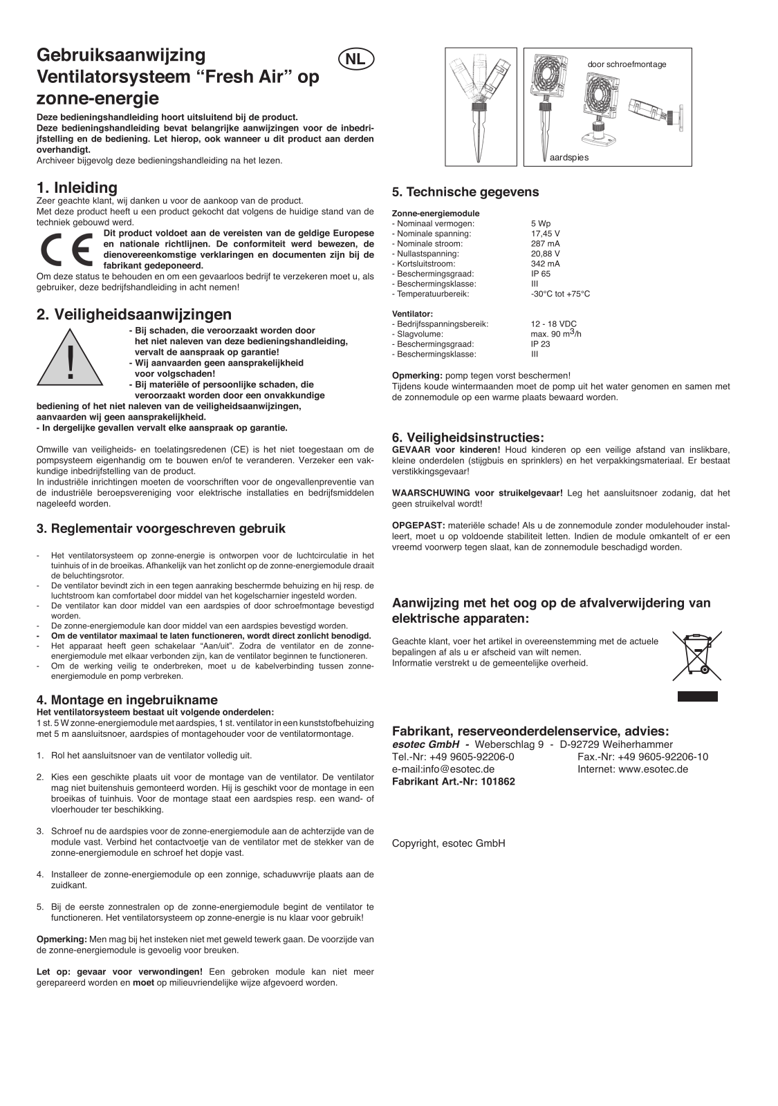 Esotec Fresh Air Operating Manual - ManualMachine.com