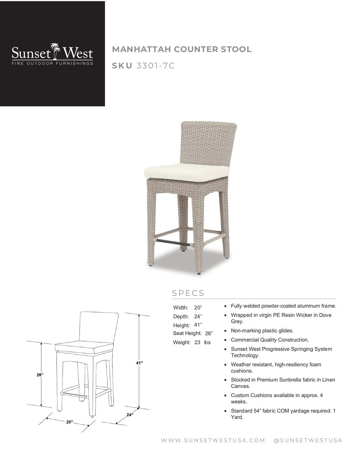Sunset West XSW1525 Specifications - ManualMachine.com