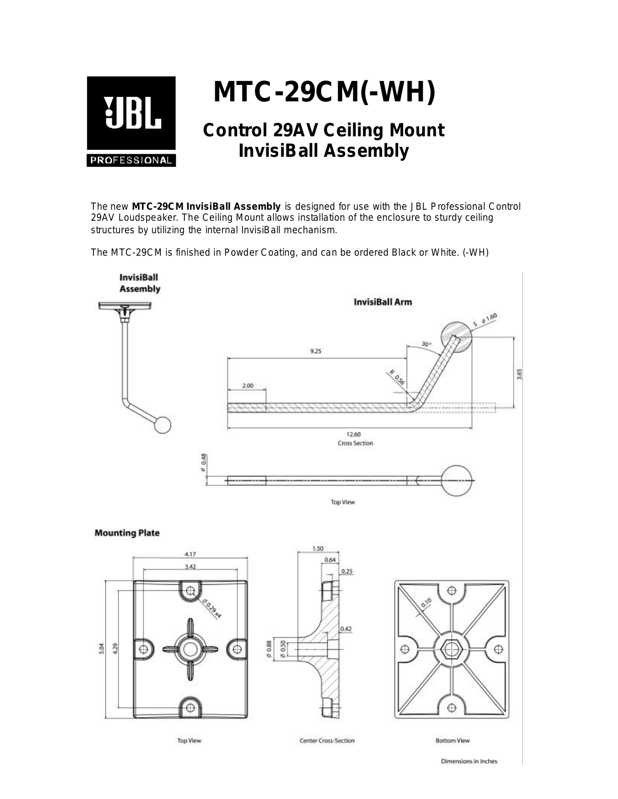 JBL MTC-29CM-WH Users Manual