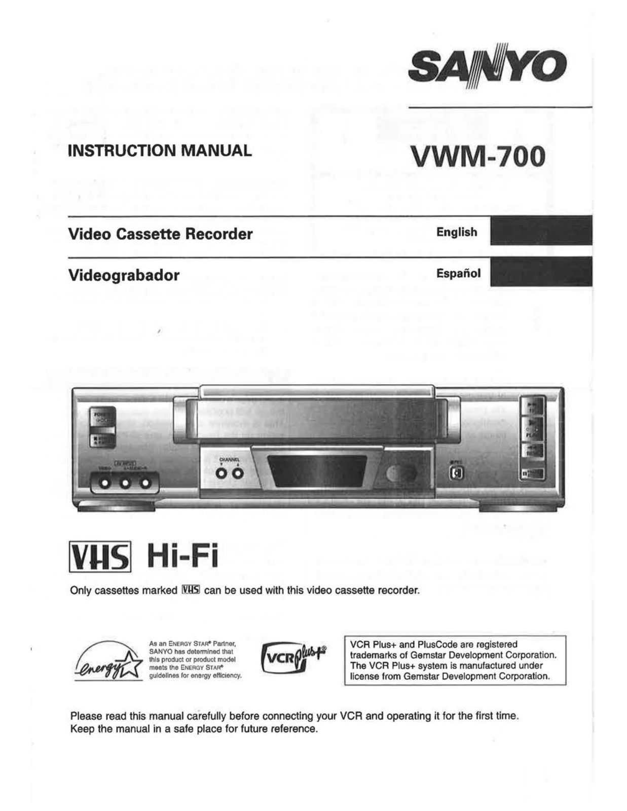 Sanyo VWM-700 User Manual