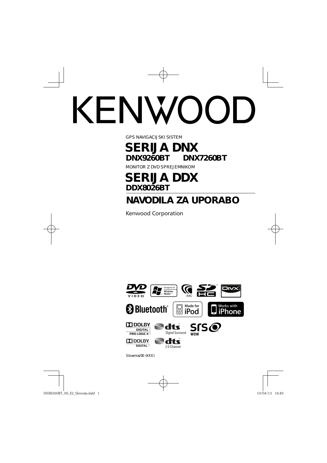 Kenwood DNX7260BT, DNX9260BT, DDX8026BT User Manual