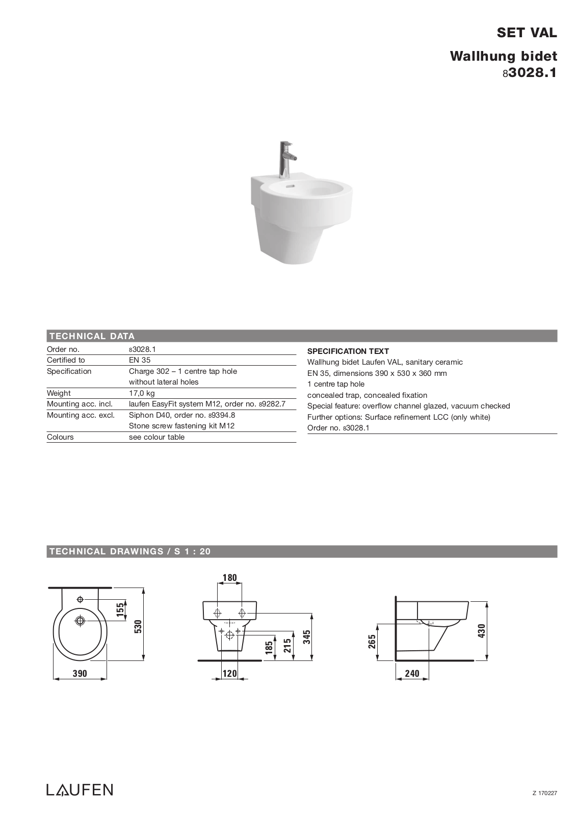 Laufen 83028.1 Datasheet - ManualMachine.com