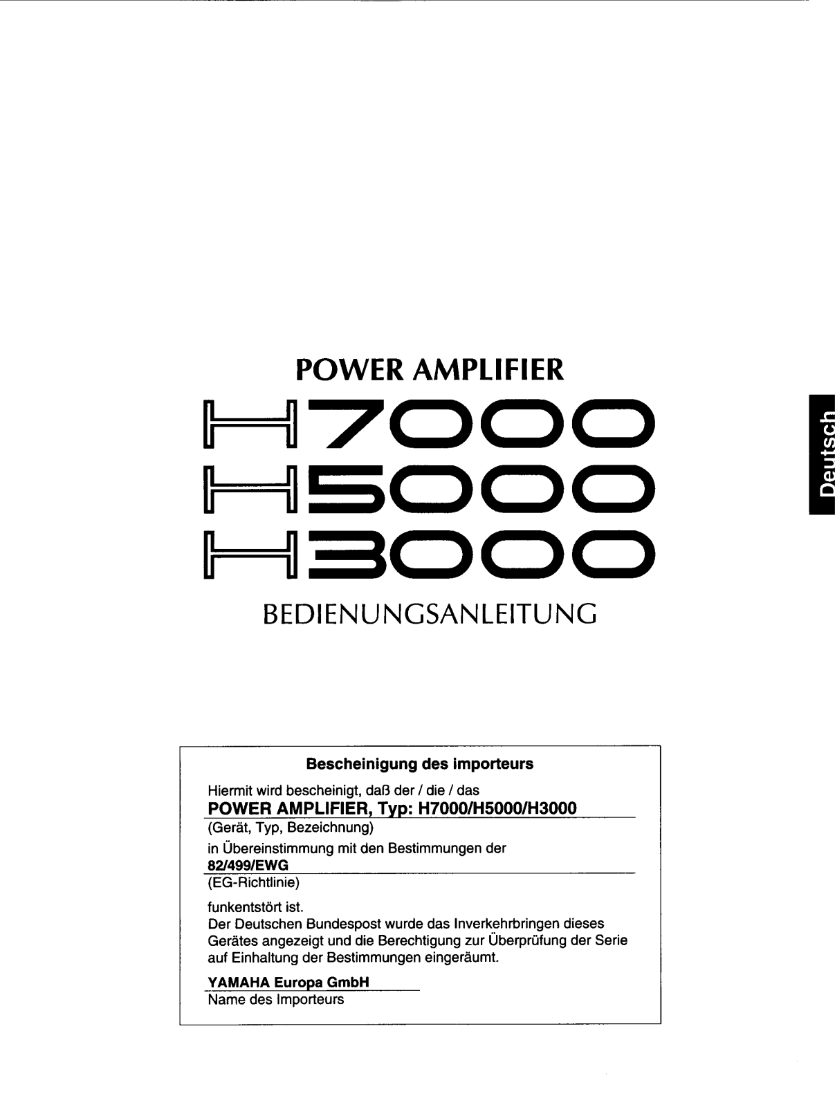 Yamaha H7000, H5000, H3000 User Manual