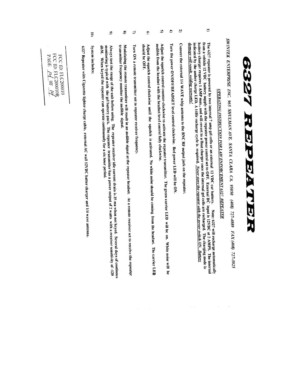 Swintek 200010R Users Manual