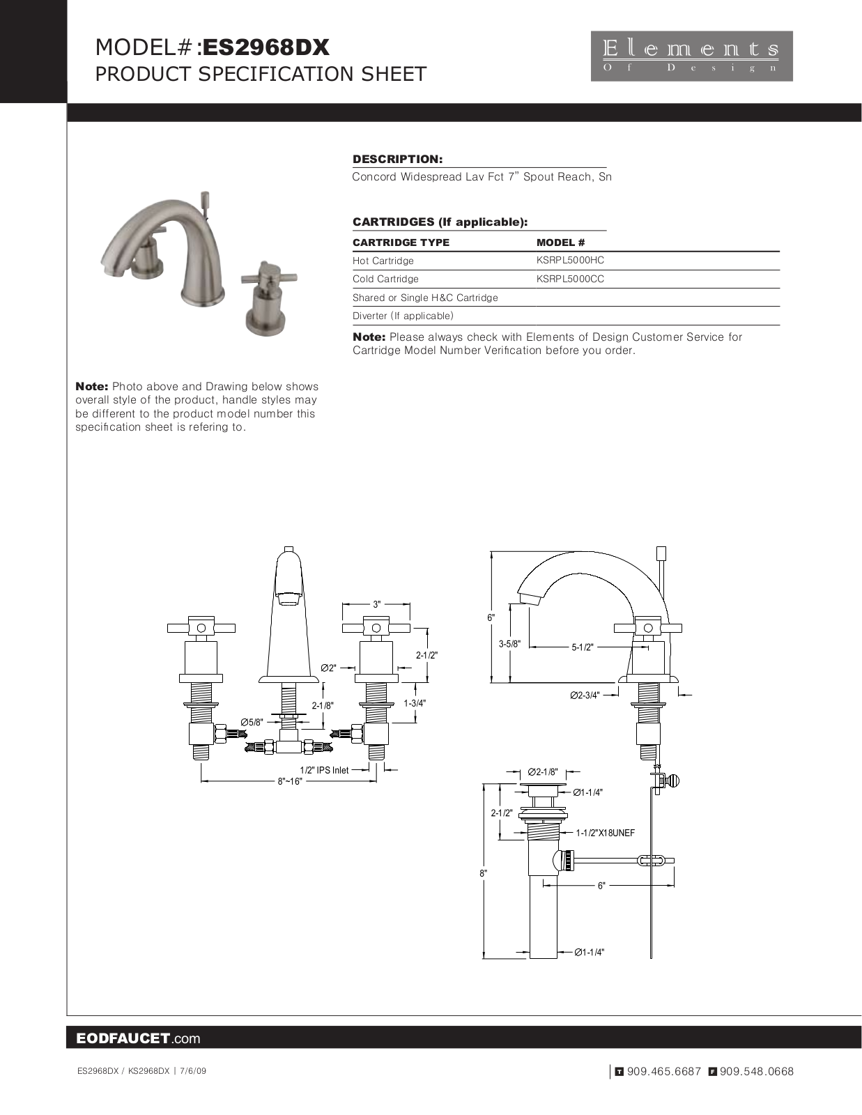 Elements of Design EDE3787 Specifications-Satin Nickel - ManualMachine.com