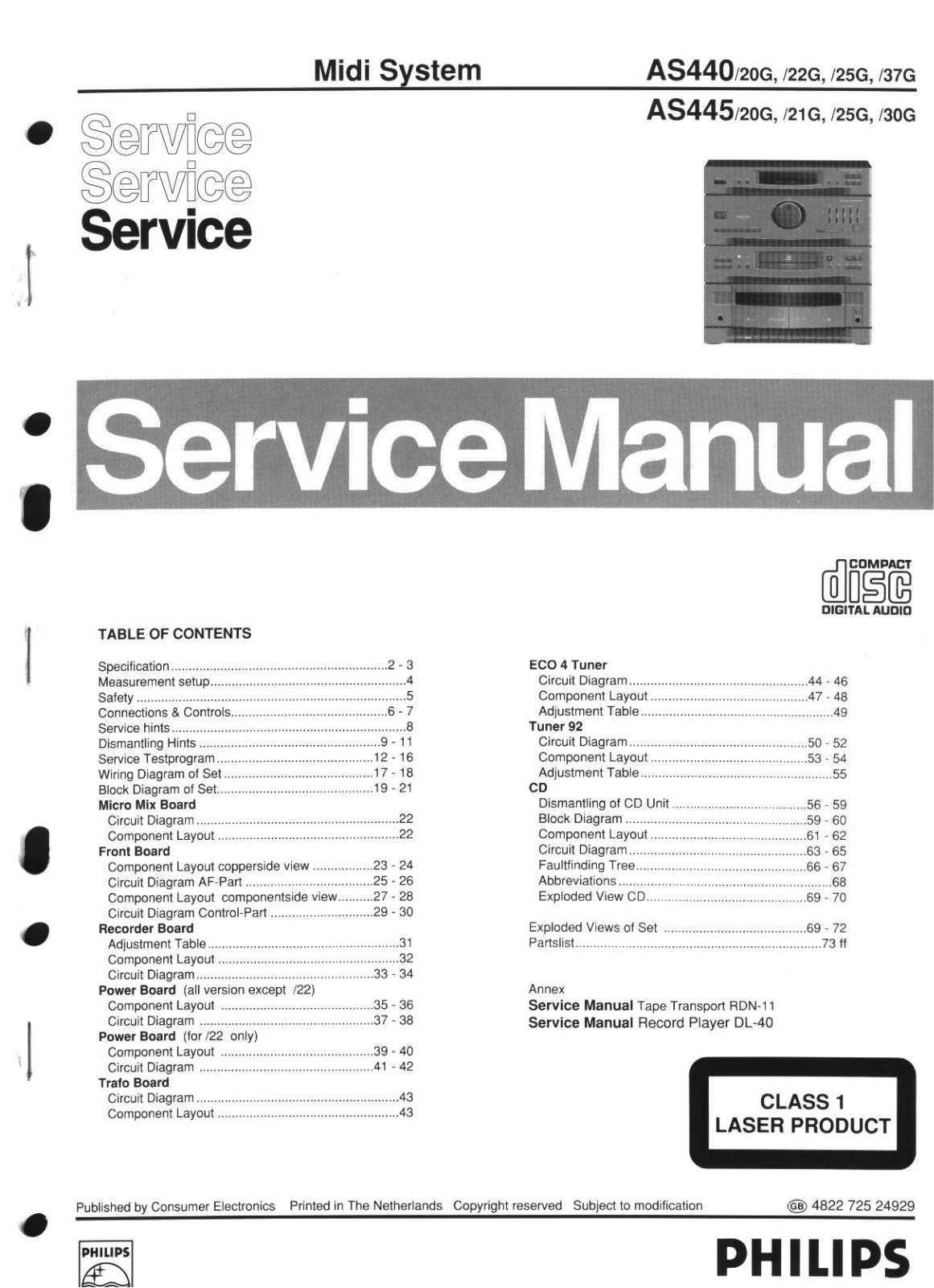 Philips AS-445 Service Manual