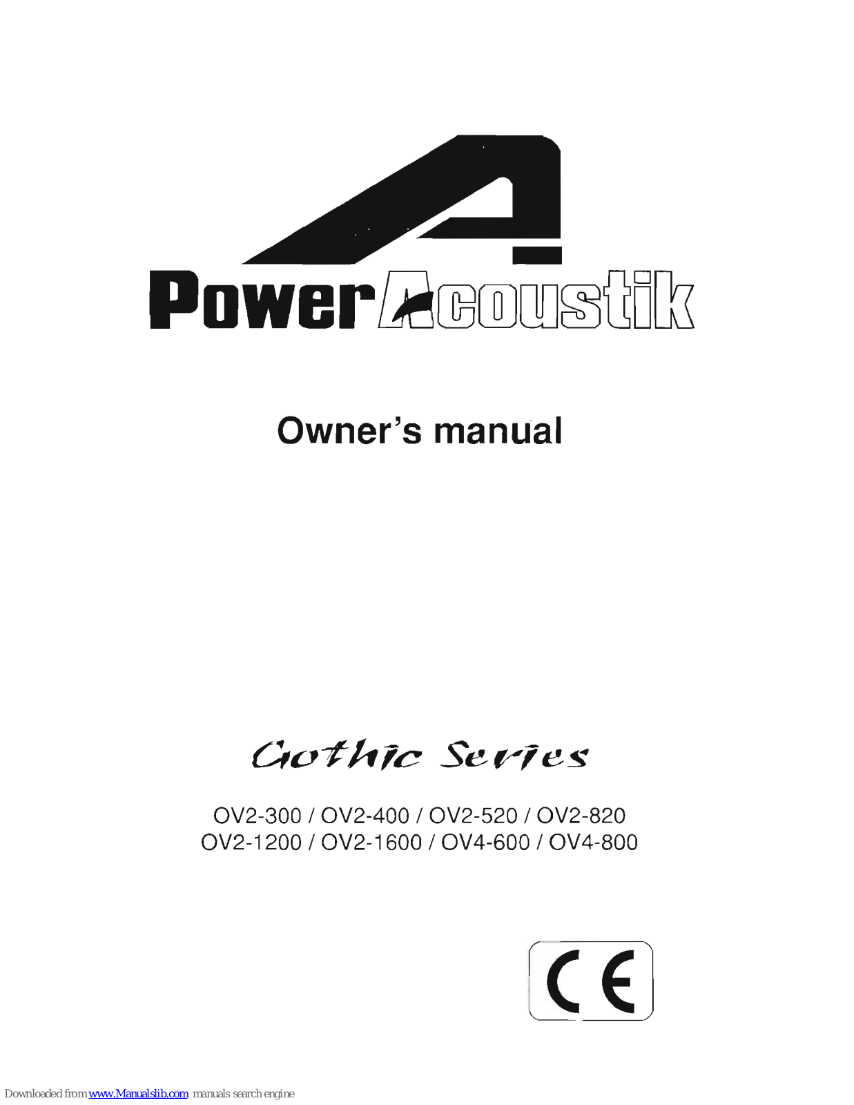 Power Acoustik Gothic OV2-1200, Gothic OV2-1600, Gothic OV2-300, Gothic OV2-400, Gothic OV2-520 Owner's Manual