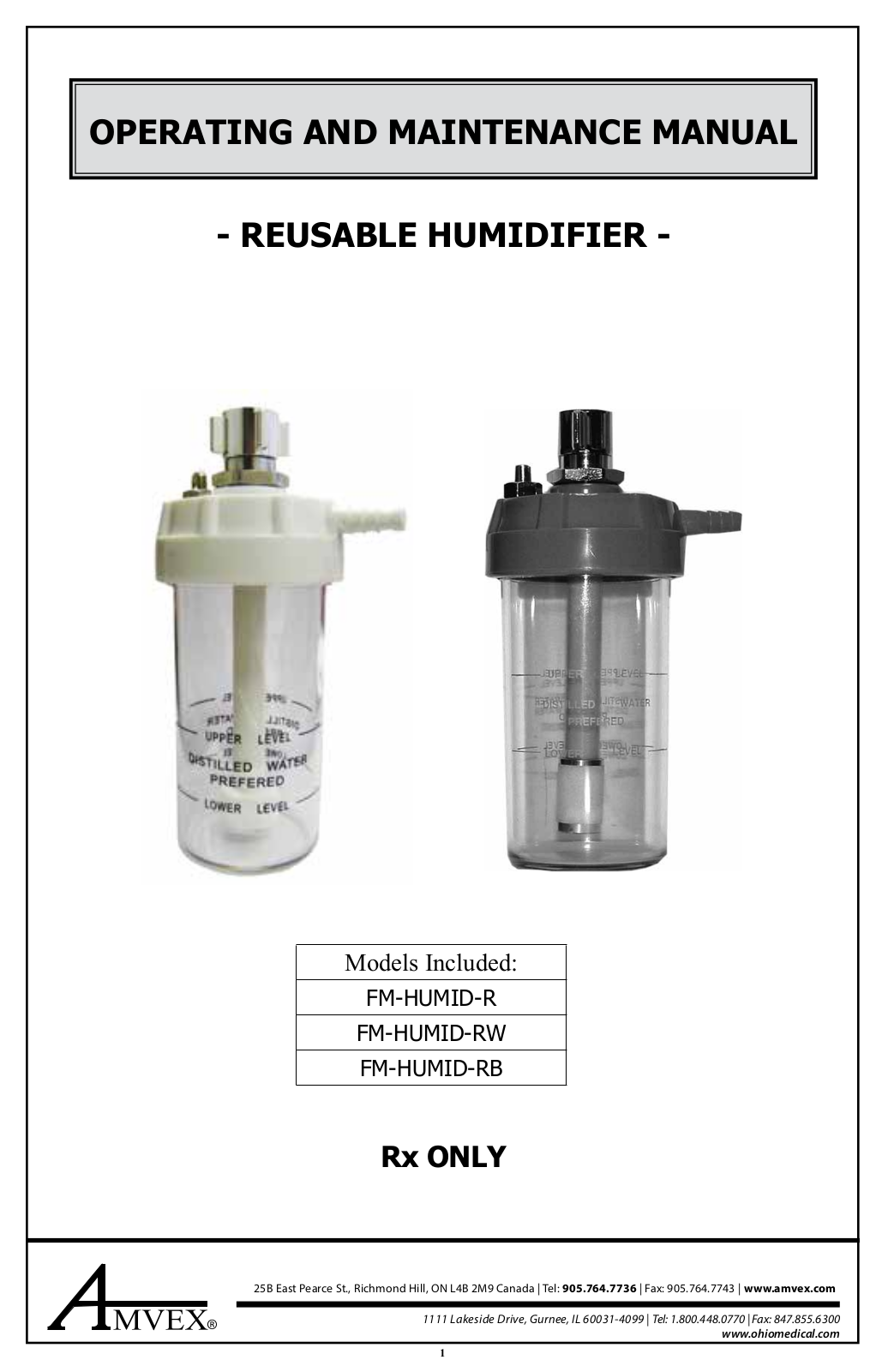 Ohio Medical FM-HUMID-R, FM-HUMID-RW, FM-HUMID-RB User guide - ManualMachine.com