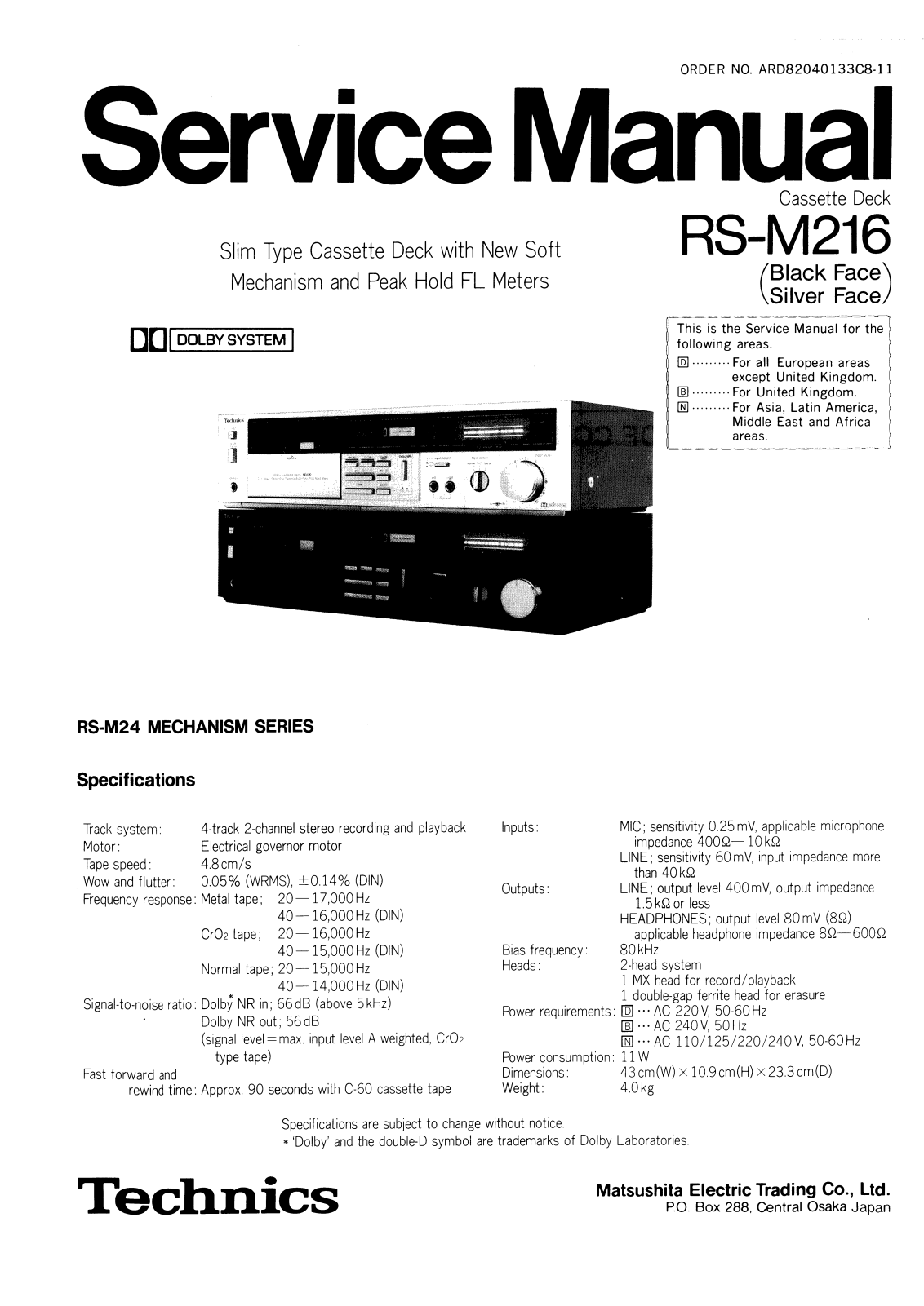 Technics RSM-216 Service manual