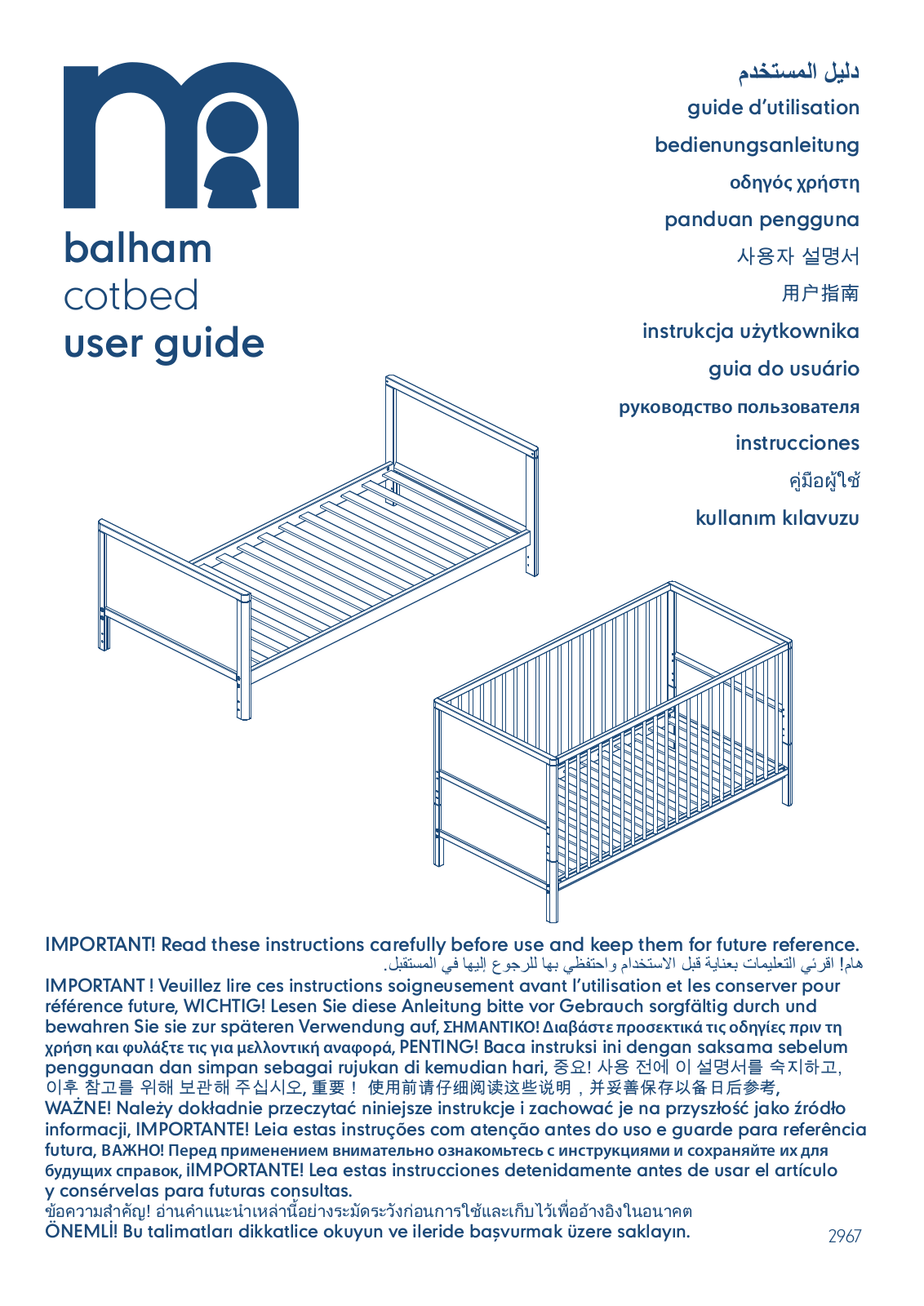 mothercare balham cotbed, charleston cotbed, jamestown cotbed, sorrento cotbed User Manual