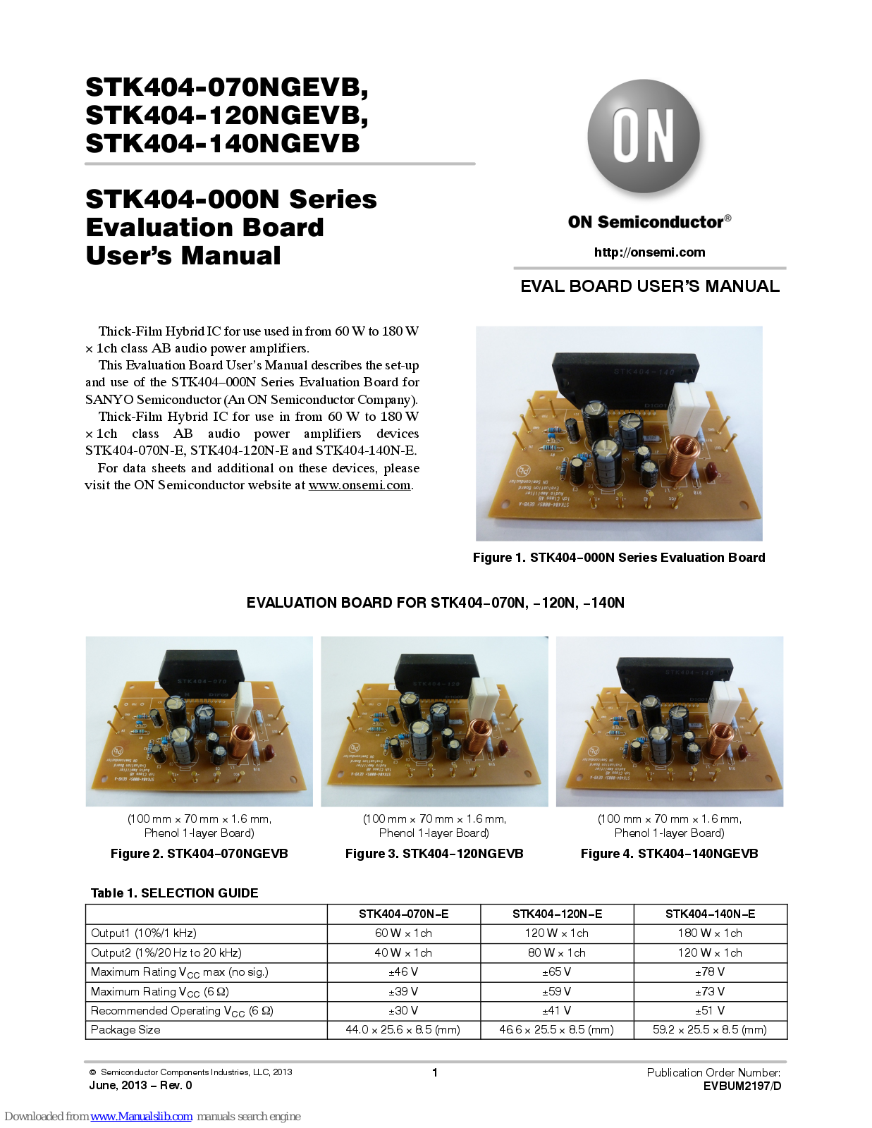 ON Semiconductor STK404-120NGEVB, STK404-070NGEVB, STK404-140NGEVB User Manual