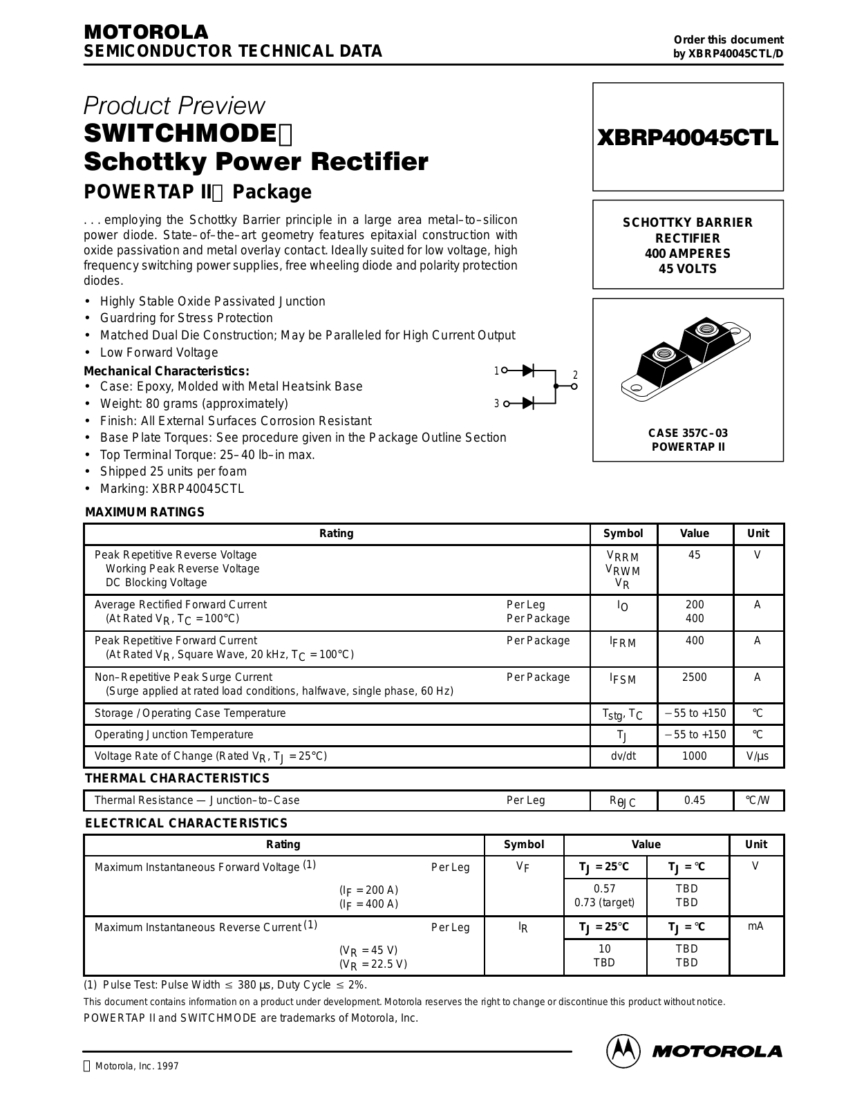 Motorola XBRP40045CTL Datasheet