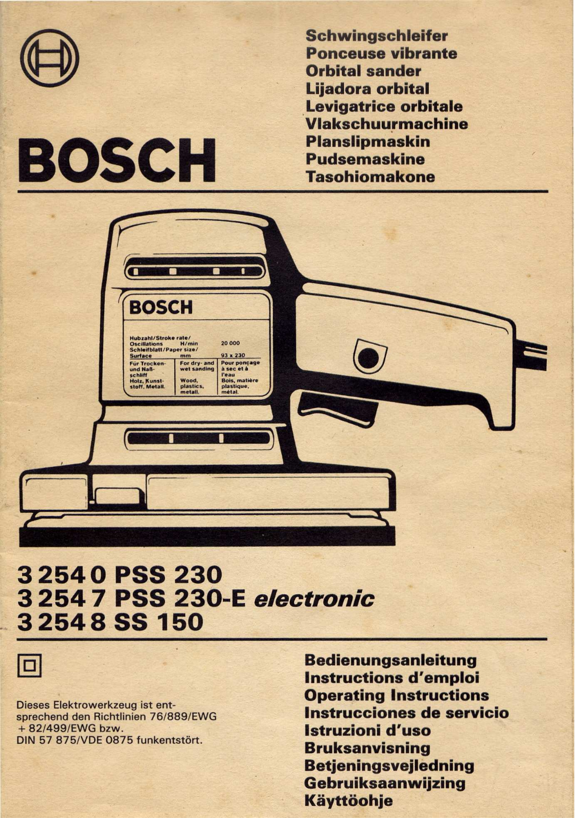 BOSCH 32540 PSS 230, 32547 PSS 230-E, 32548 PSS 150-E User Manual