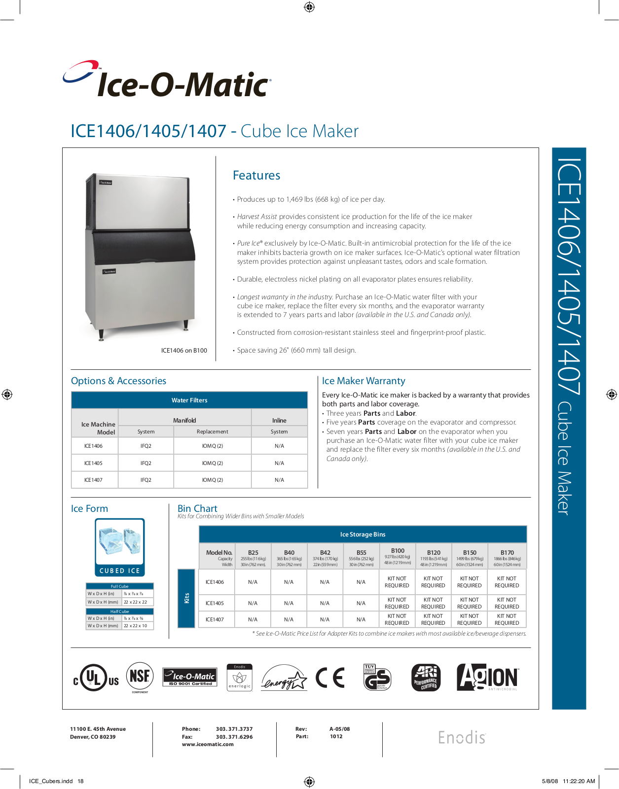 Ice-O-Matic ICE 1407, ICE 1405, ICE 1406 User Manual