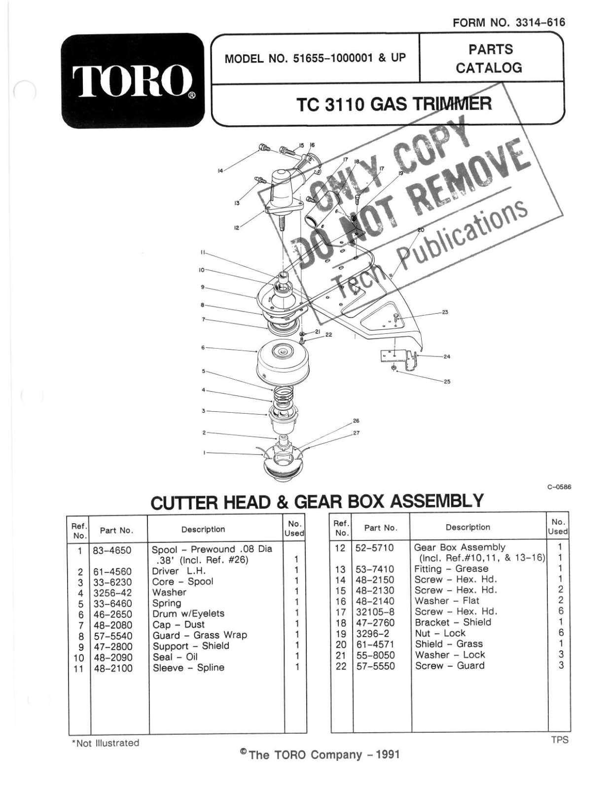 Toro 51655 Parts Catalogue