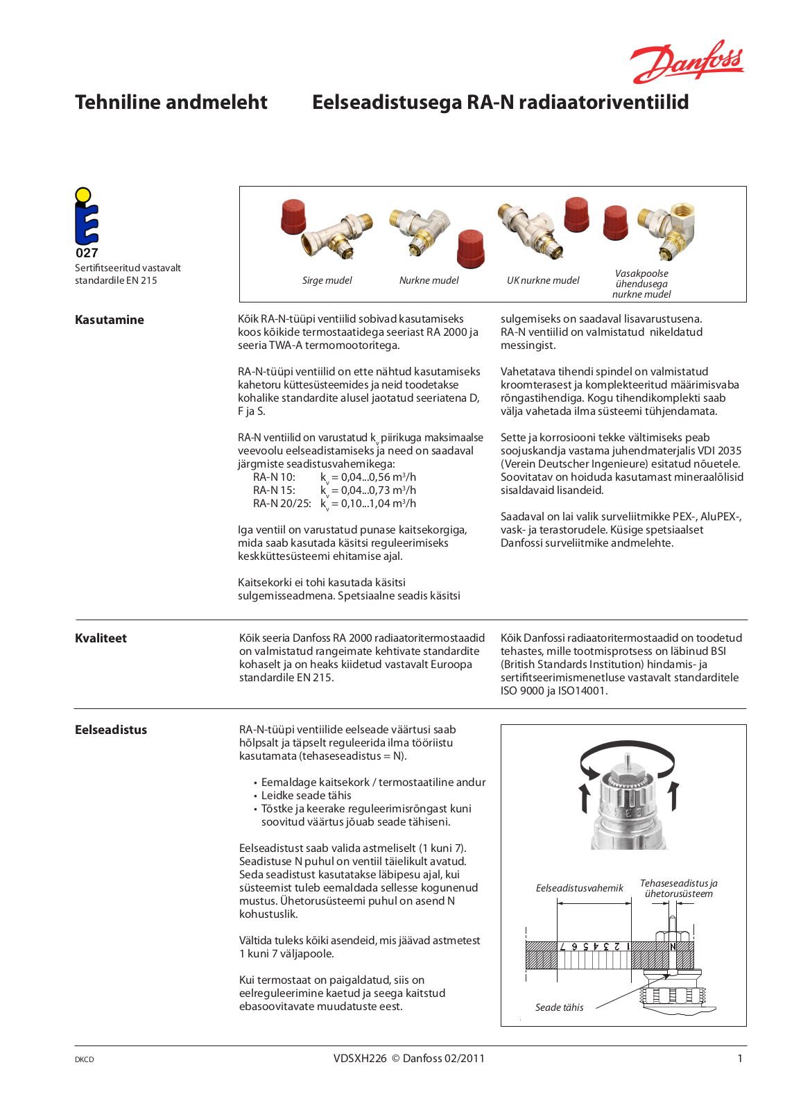 Danfoss RA-N 10, RA-N 15, RA-N 20/25 Data sheet