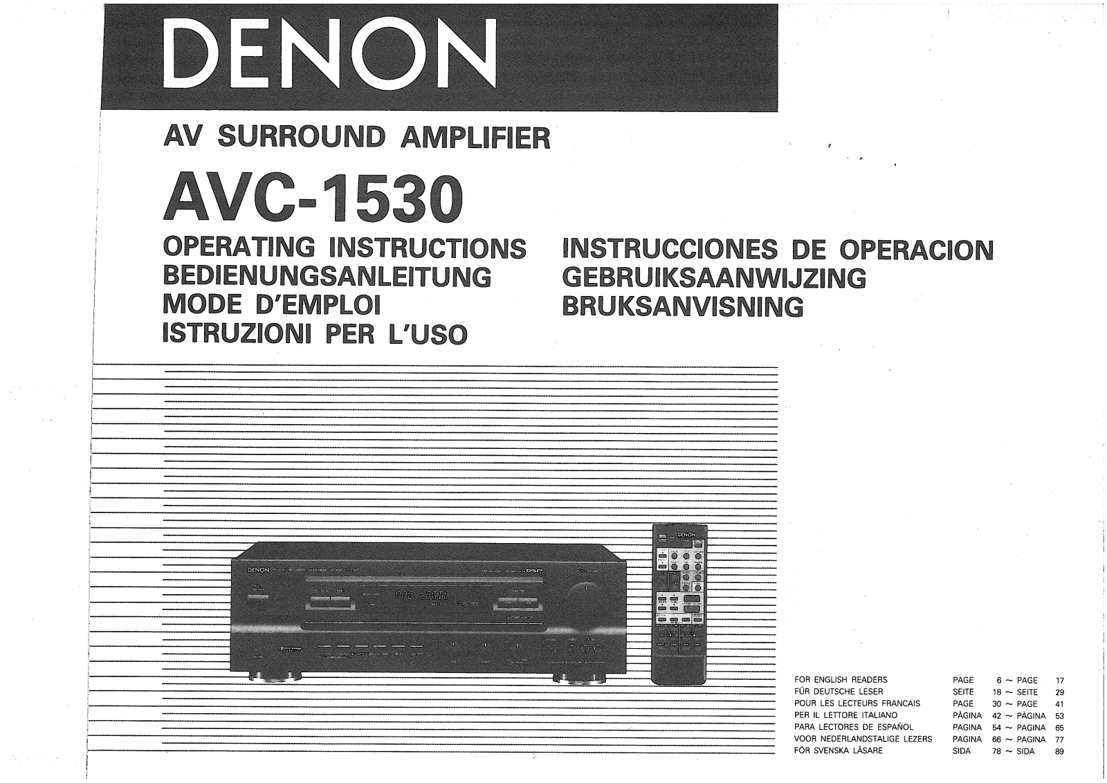 Denon AVC-1530 Owner's Manual