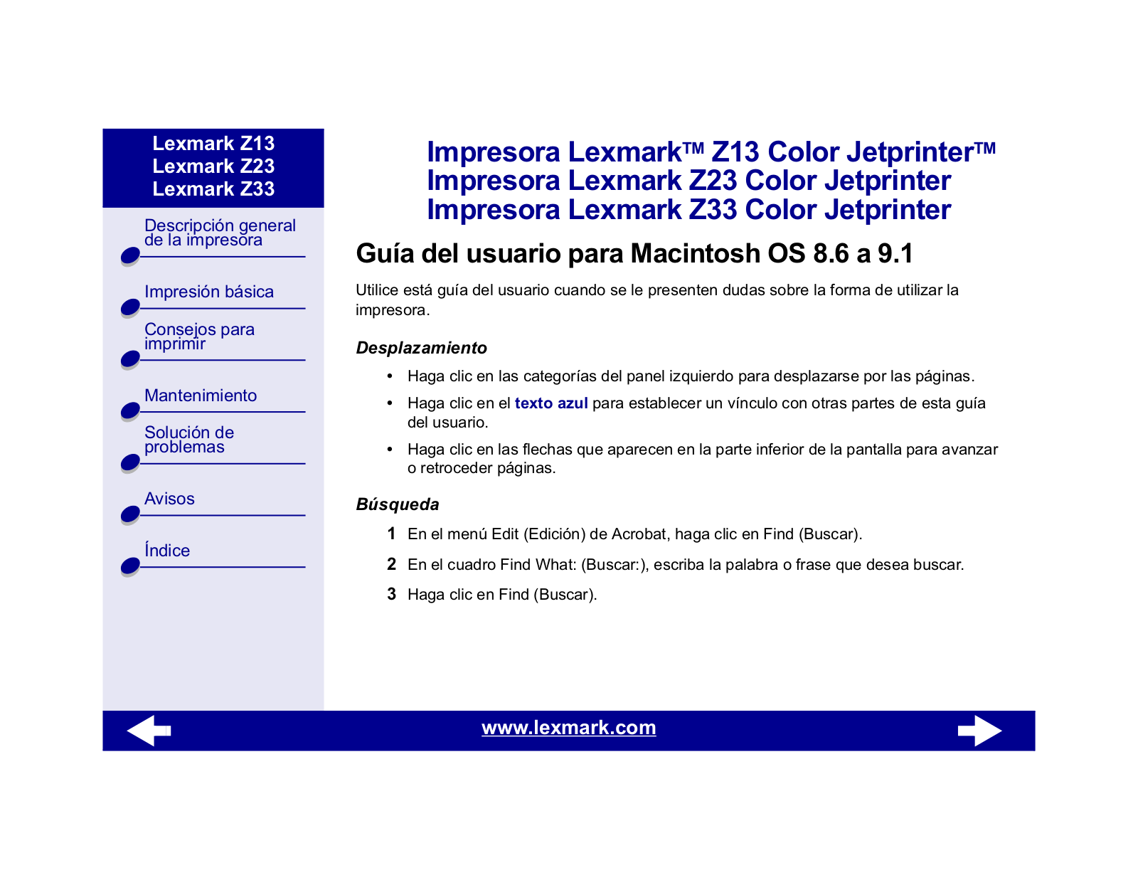 Lexmark Z13, Z23, Z33 User Manual