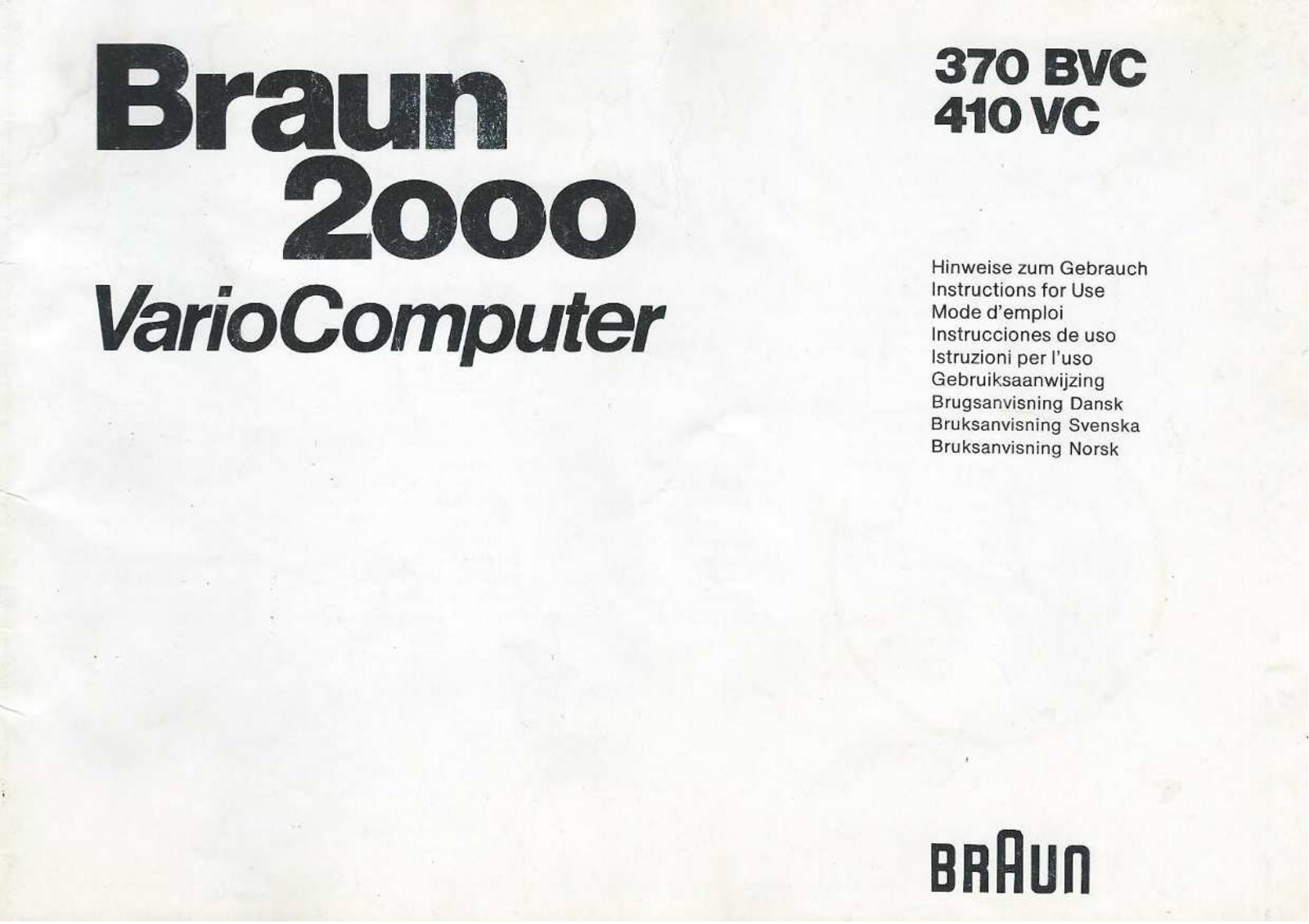 BRAUN 370 BVC User Manual