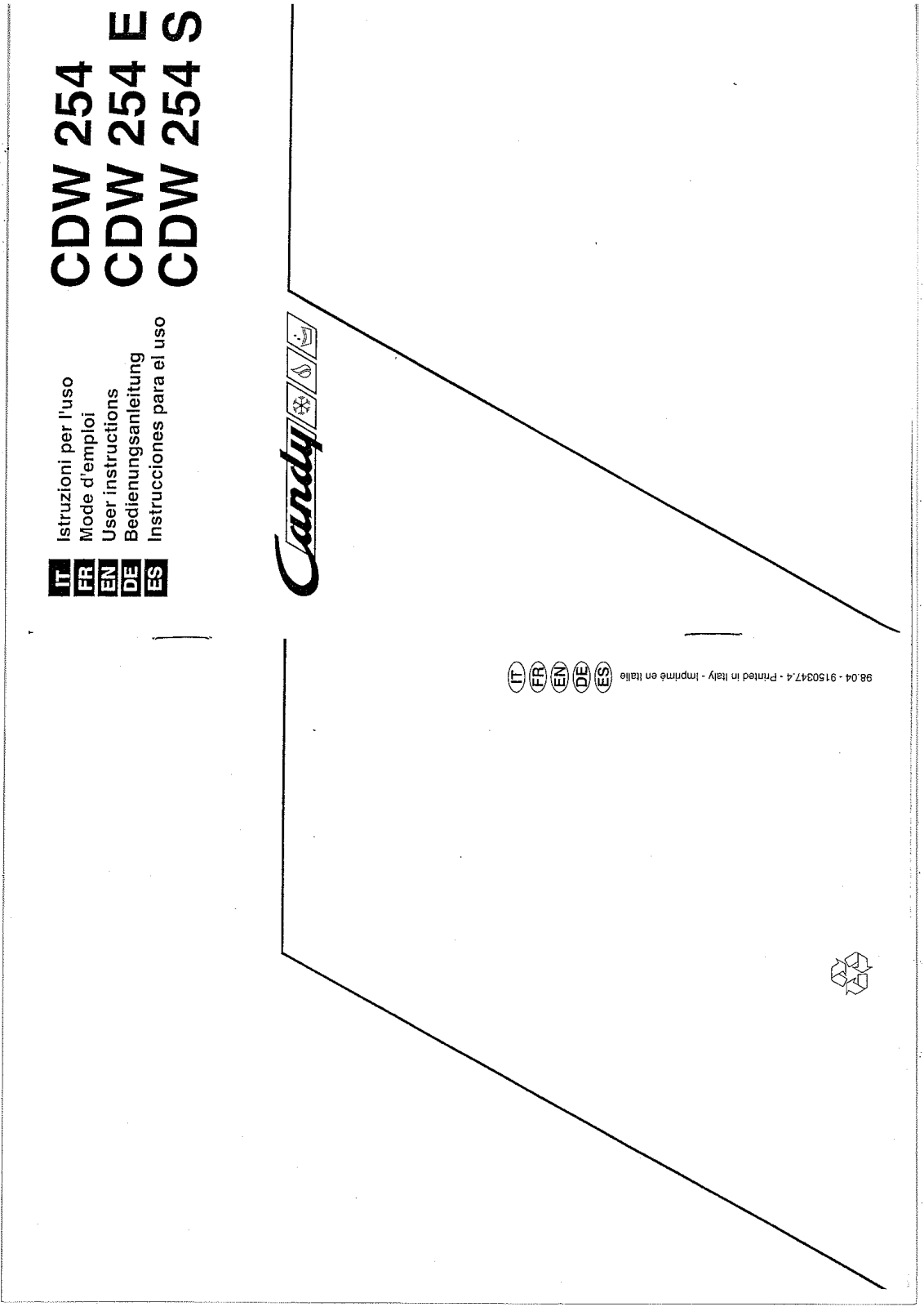 Candy LS CDW 254, LSCDW254SXXT User Manual