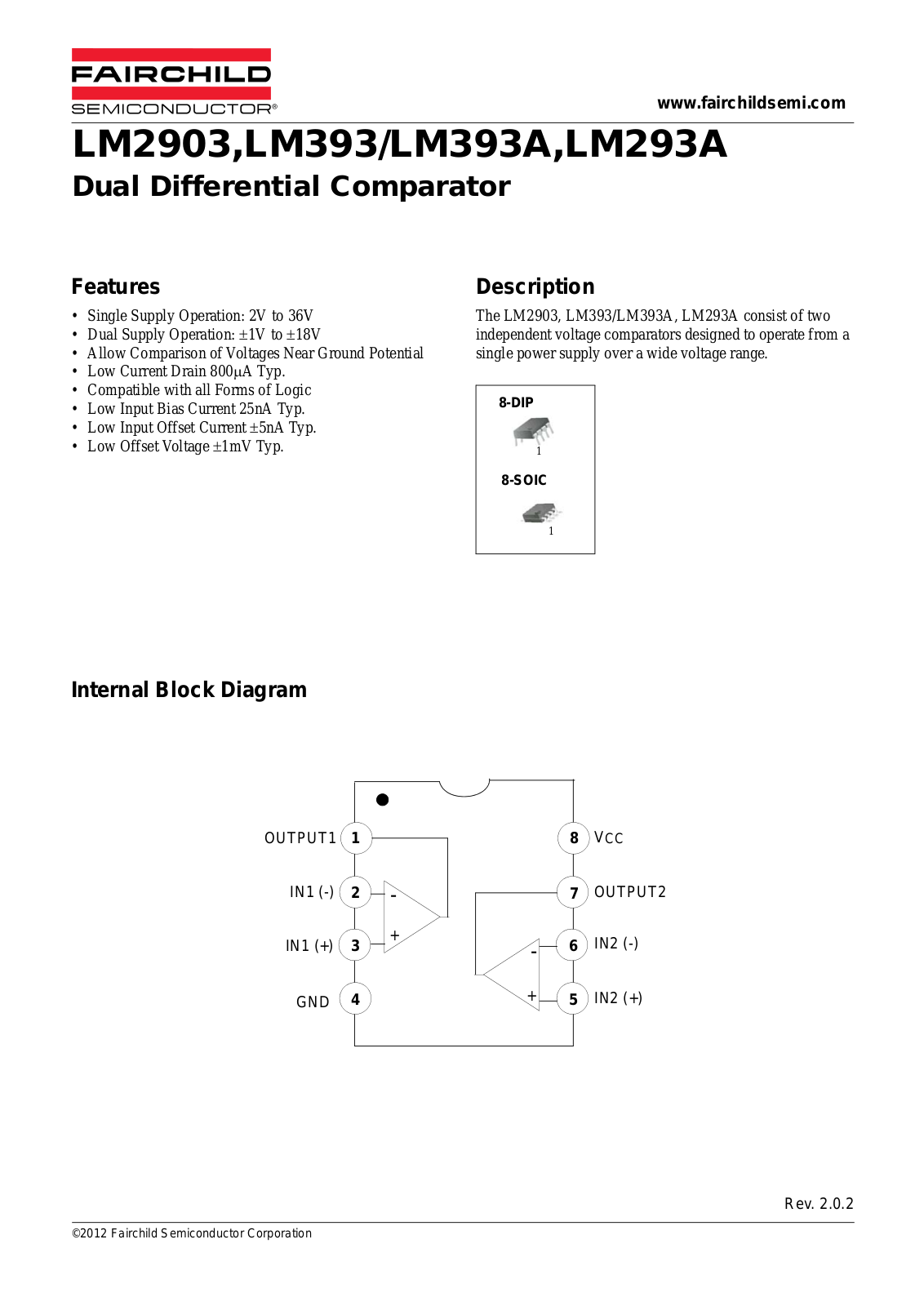 Fairchild LM2903M, LM2903MX, LM2903N, LM293AN, LM393AM Schematics