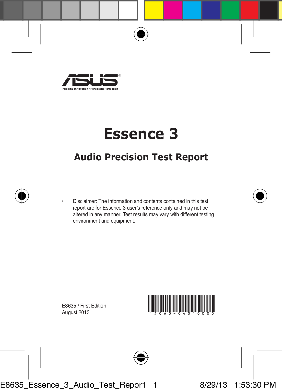 Asus Essence_III Audio Precision Test Report